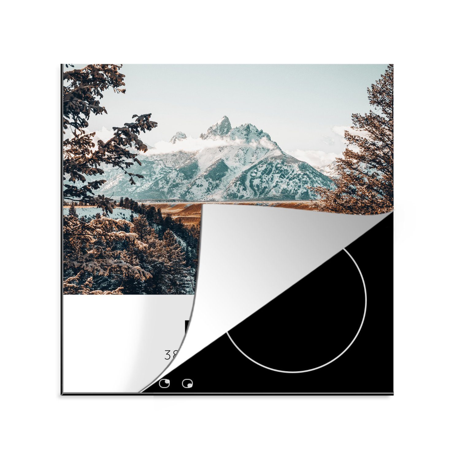 MuchoWow Herdblende-/Abdeckplatte Amerika - Berge - Schnee, Vinyl, (1 tlg), 78x78 cm, Ceranfeldabdeckung, Arbeitsplatte für küche
