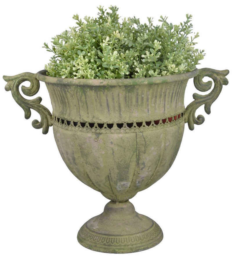 esschert design Übertopf Esschert Design Aged Metall Grün Vase rund Höhe 30,5cm Pokal Kübel Amphore antik