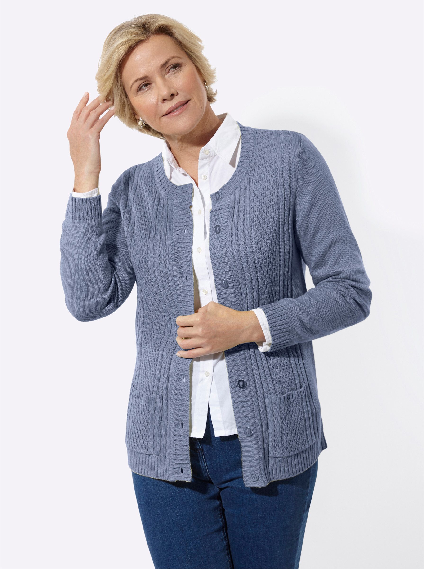 Witt Strickjacke Strickjacke Langarm Zopfmuster