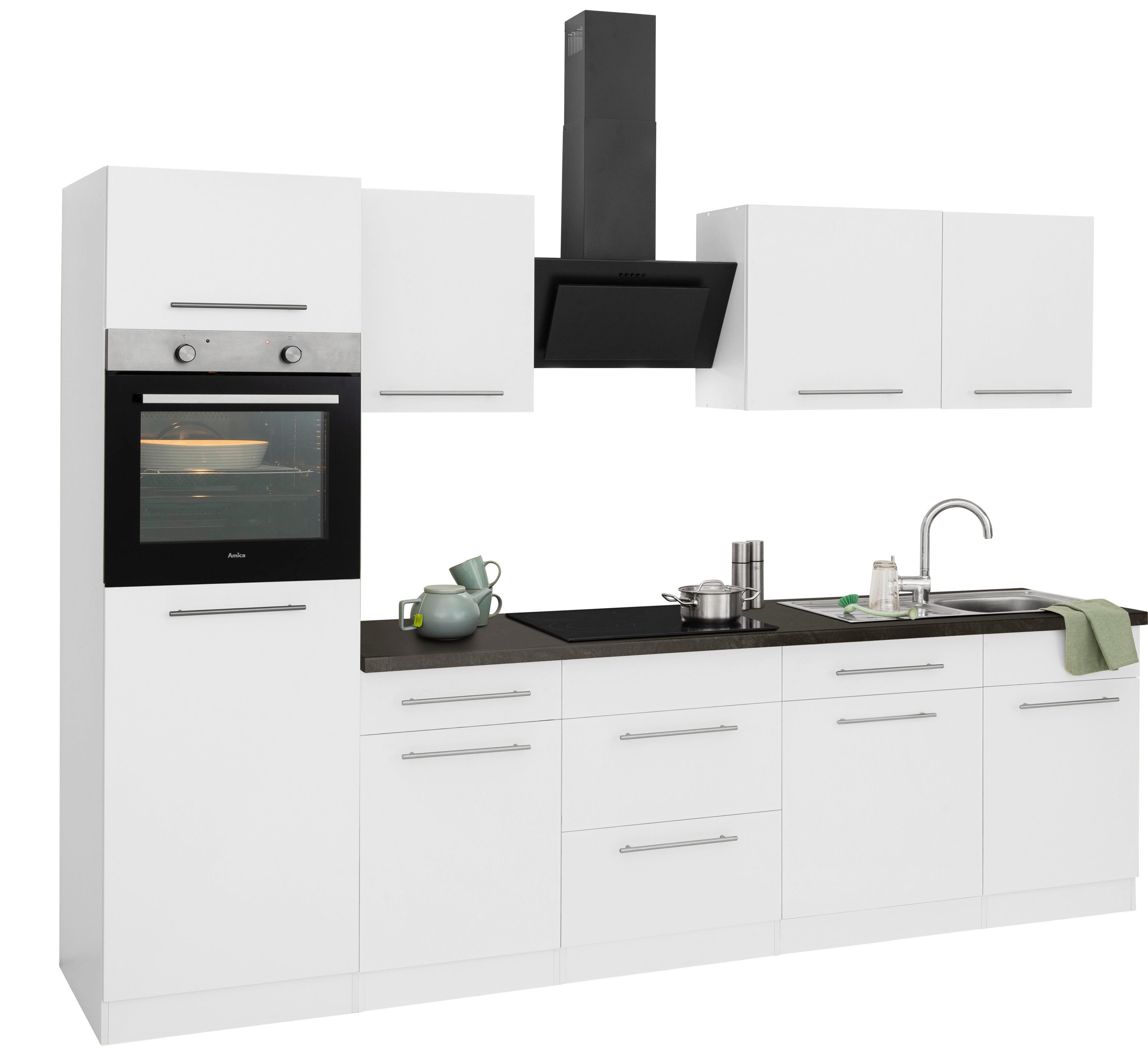 wiho Küchen Küchenzeile Unna, mit E-Geräten, Breite 280 cm, Wahlweise mit  Aufbauservice