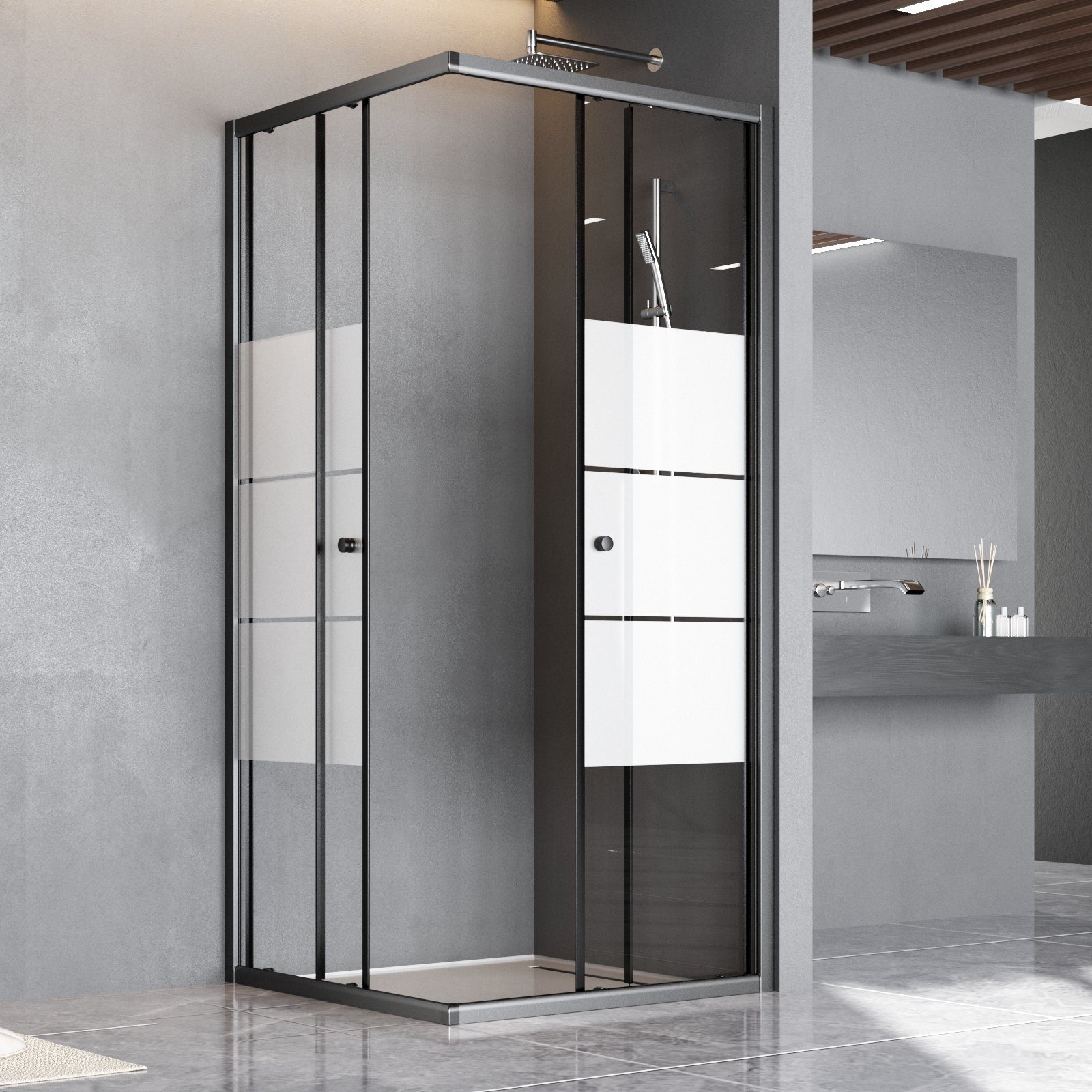 Boromal Dusch-Schiebetür Duschkabine 75x90 90x75 Eckeinstieg Duschtür 5mm ESG Glas 185H, 90x185 cm, Einscheibensicherheitsglas, Sicherheitsglas nach EN 12150