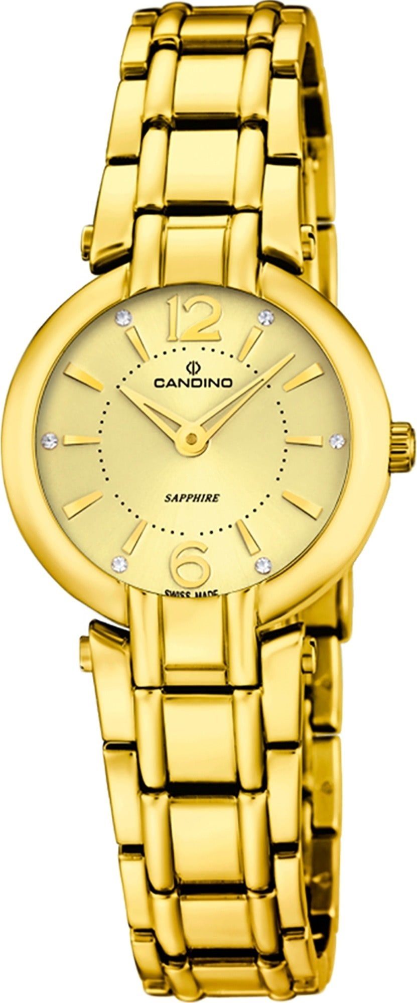 Candino Quarzuhr Candino Damen Uhr Quarzwerk C4575/2, (Analoguhr), Damen Armbanduhr rund, Edelstahlarmband gold, Elegant