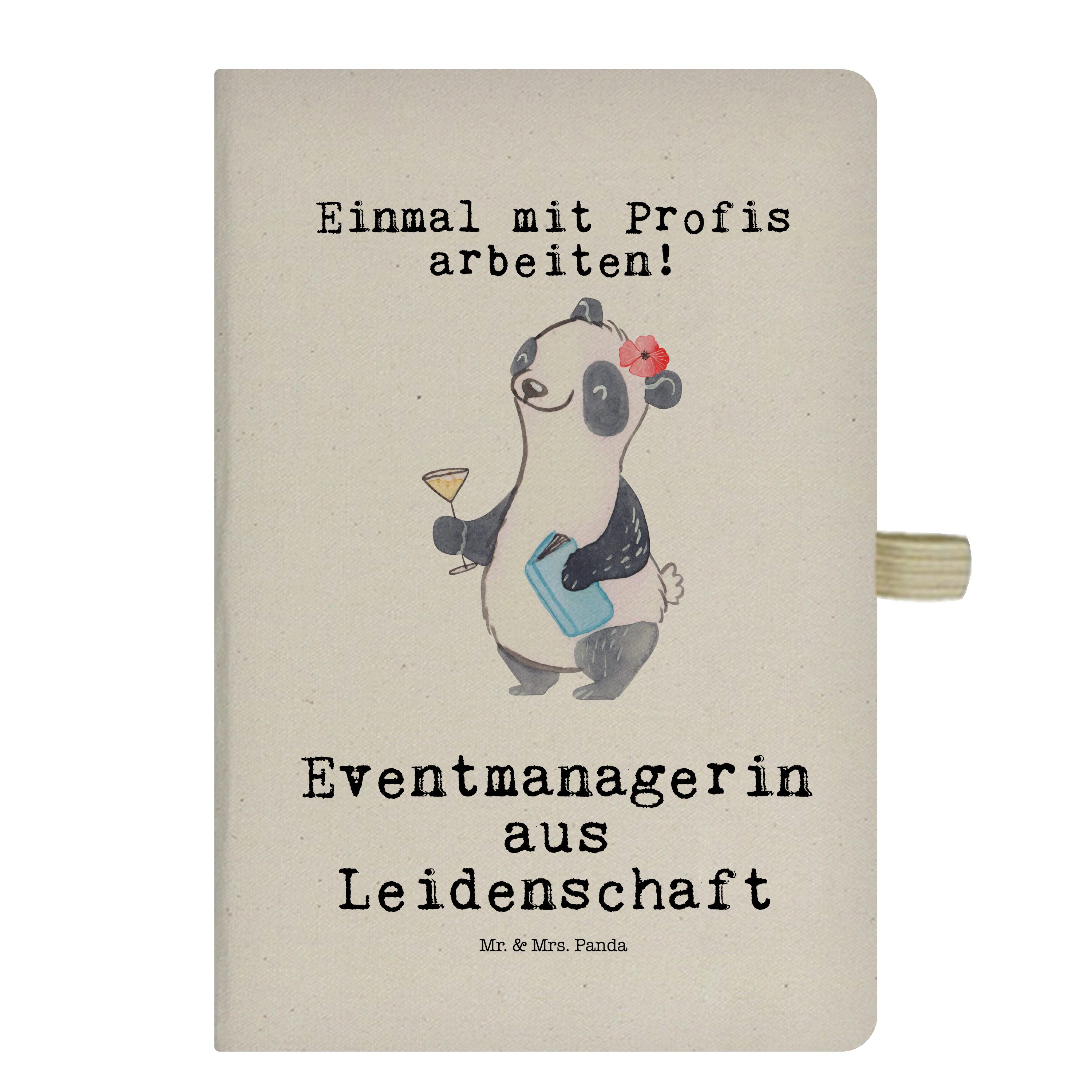 Mr. & Mrs. Panda Notizbuch Eventmanagerin aus Leidenschaft - Transparent - Geschenk, Veranstalte Mr. & Mrs. Panda