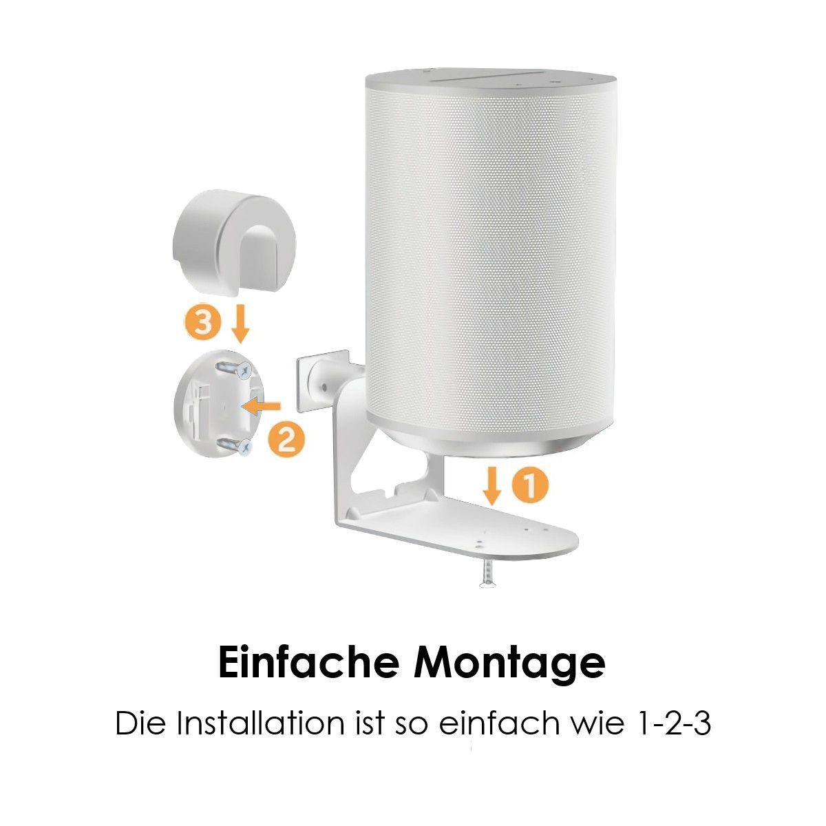 ARLI Lautsprecher-Wandhalterung 2x Wandhalterung kompatibel mit Sonos Era 100 & 300, (2-tlg., Lautsprecherhalter neigbar & schwenkbar weiß) – Bild 5 von 5