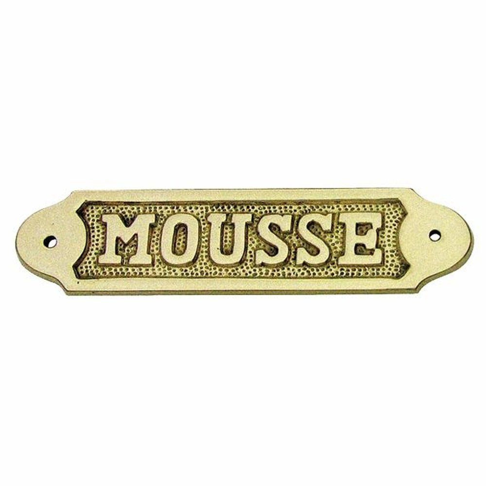 Linoows Dekoobjekt Türschild "Mousse", Kabinen, Kajüten Schild, maritimes Schild "Mousse" aus massivem Messing