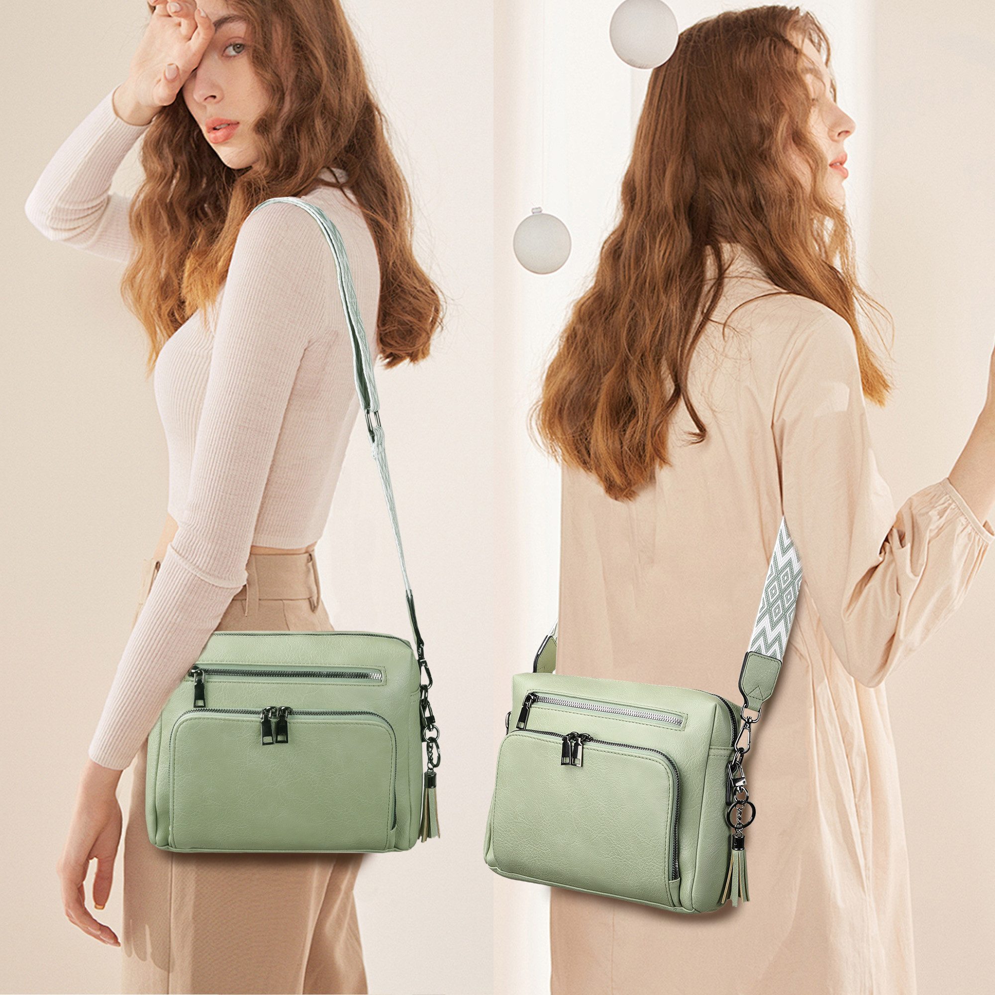 TAN.TOMI Schultertasche Damen Umhängetasche mit Verstellbar Abnehmbar Breiter Gurt, Leicht Damen Crossbody Bag Für Tägliches Arbeiten Verabredungen