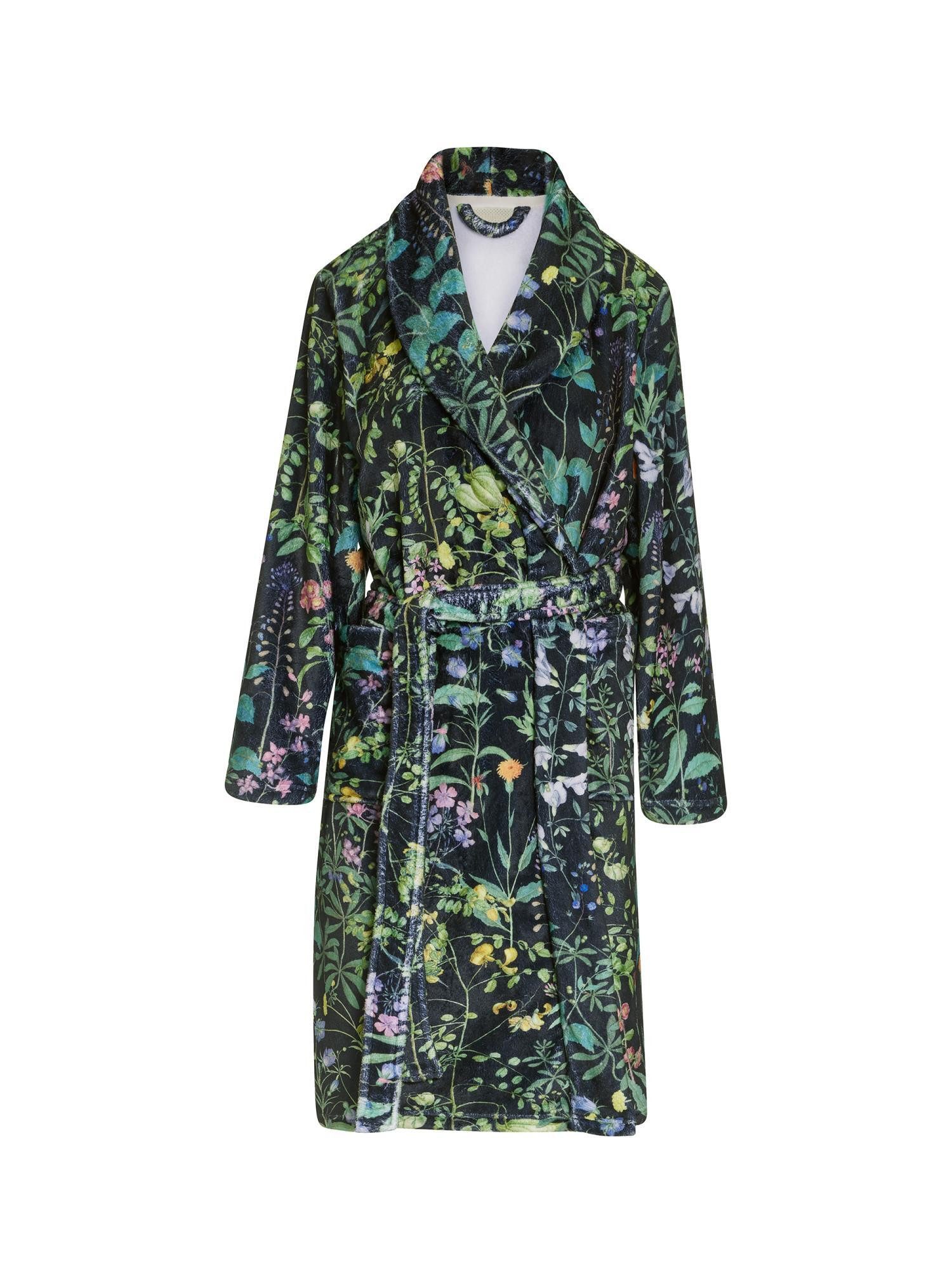 Essenza Damenbademantel Steff Augustine, Midilänge, Polyester, Schalkragen, mit Taschen, Gürtel, mit floralem Rijksmuseum-Print