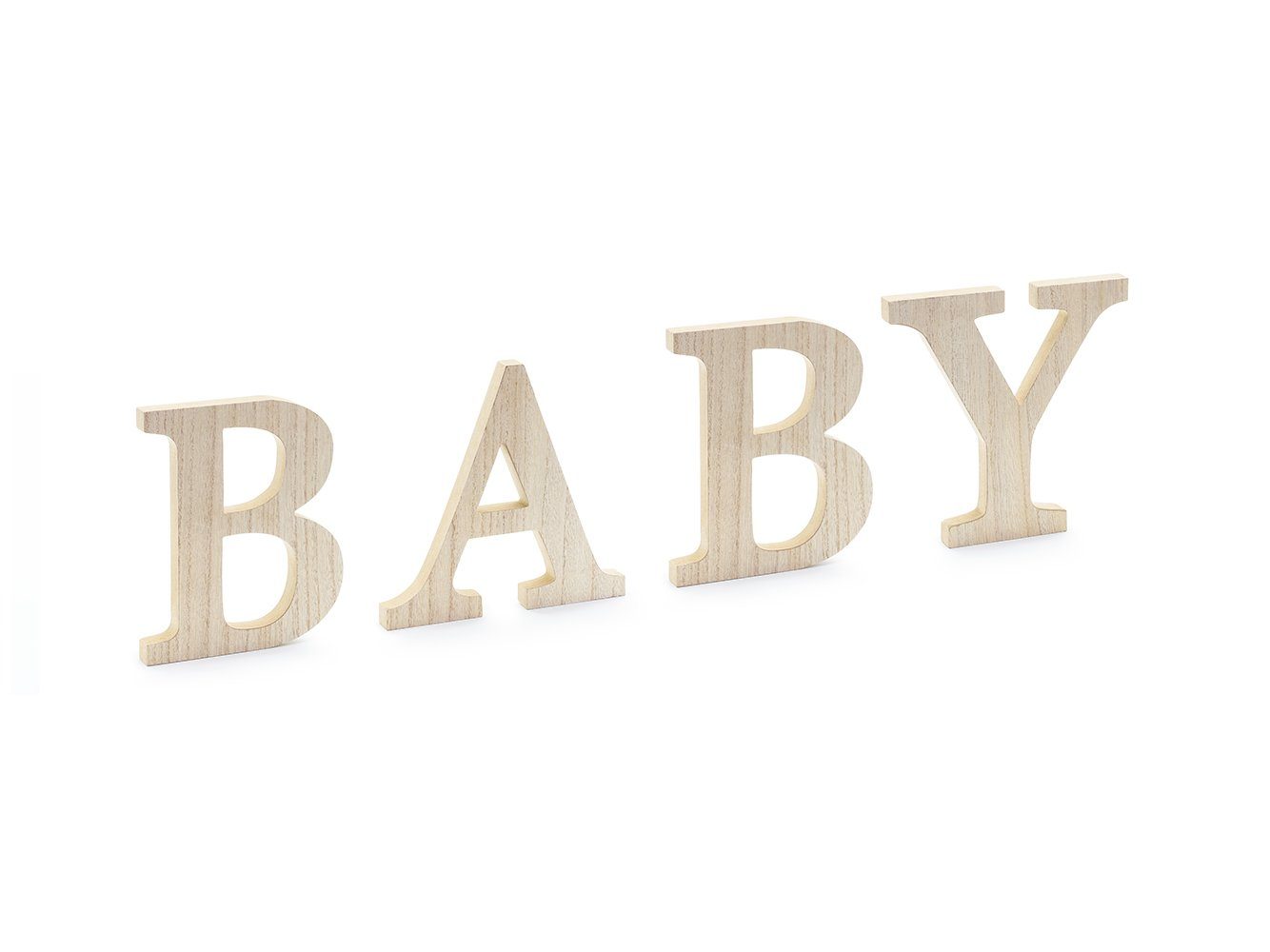 partydeco Deko-Schriftzug, Tischaufsteller BABY Holz Holzbuchstaben Deko natur 4tlg