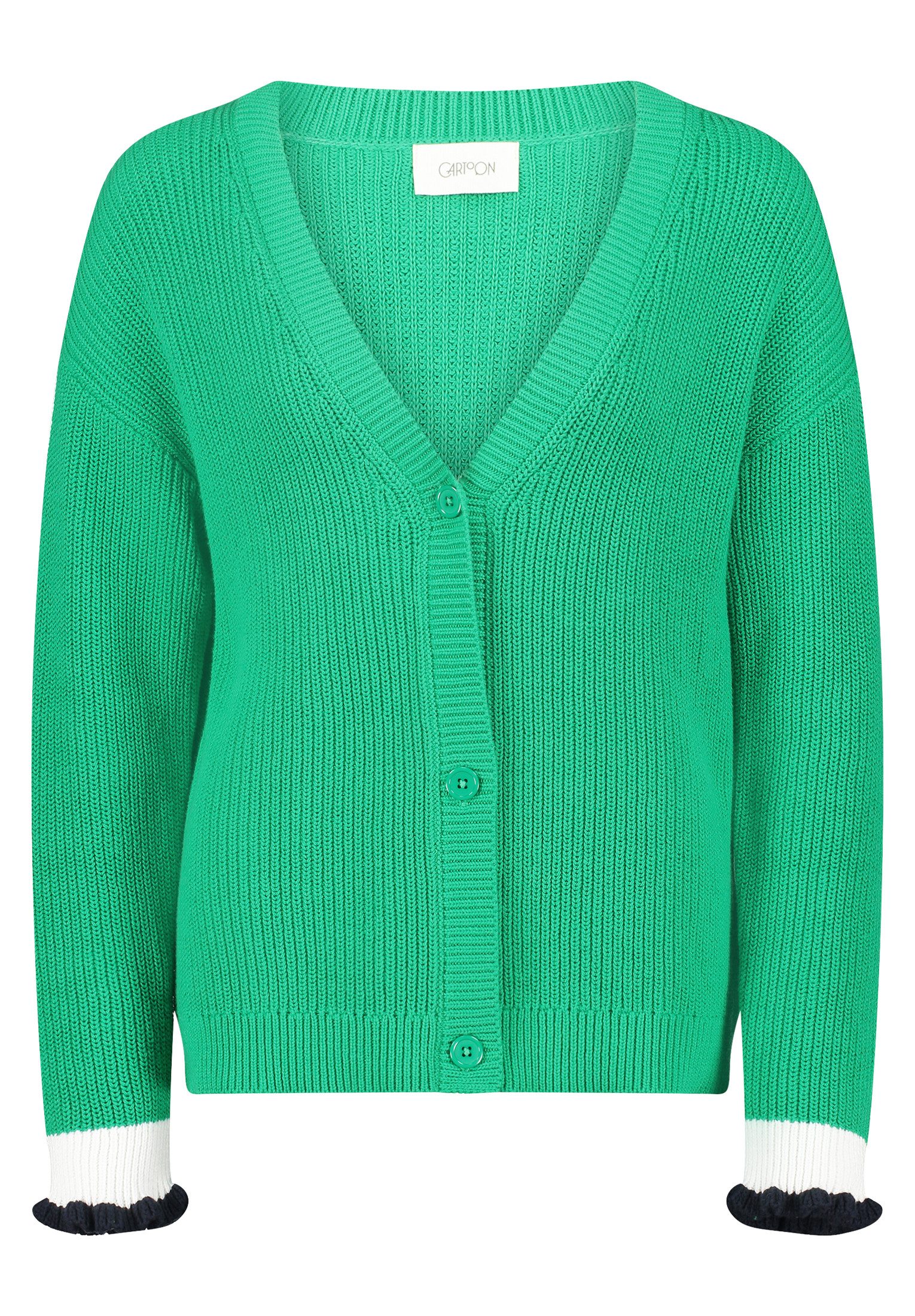 Cartoon Strickjacke Cartoon Strick-Cardigan mit V-Ausschnitt (1-tlg) Struktur