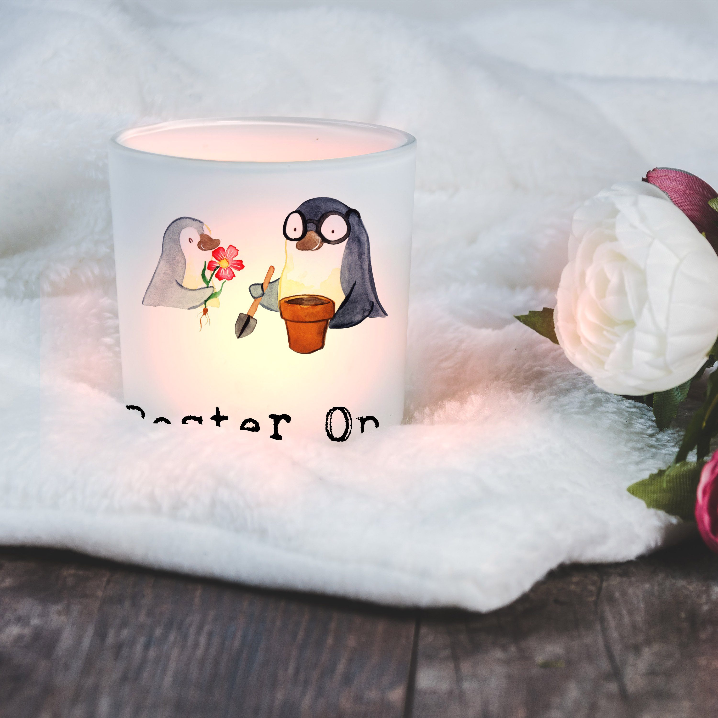 Windlicht (1 der Mr. Bester Welt Mrs. Opi Transparent - Geschenk, & Oppa, Panda St) Windlicht - Pinguin