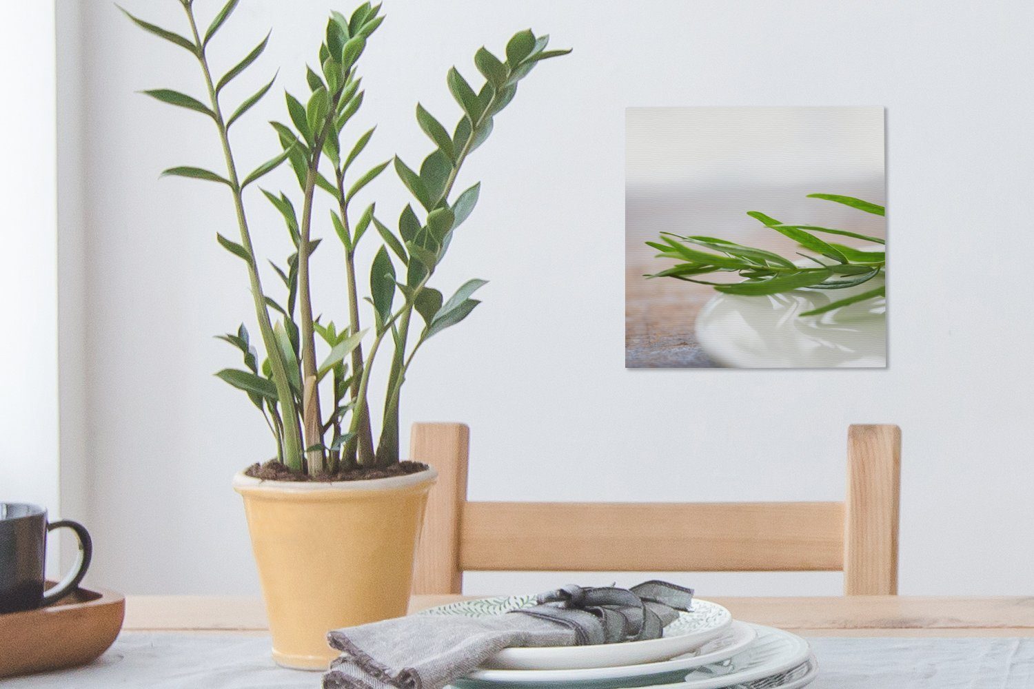 OneMillionCanvasses® Wohnzimmer Schönheit Keramikteller St), der Estragonpflanze, mit Bilder Leinwandbild für Schlafzimmer der Leinwand (1