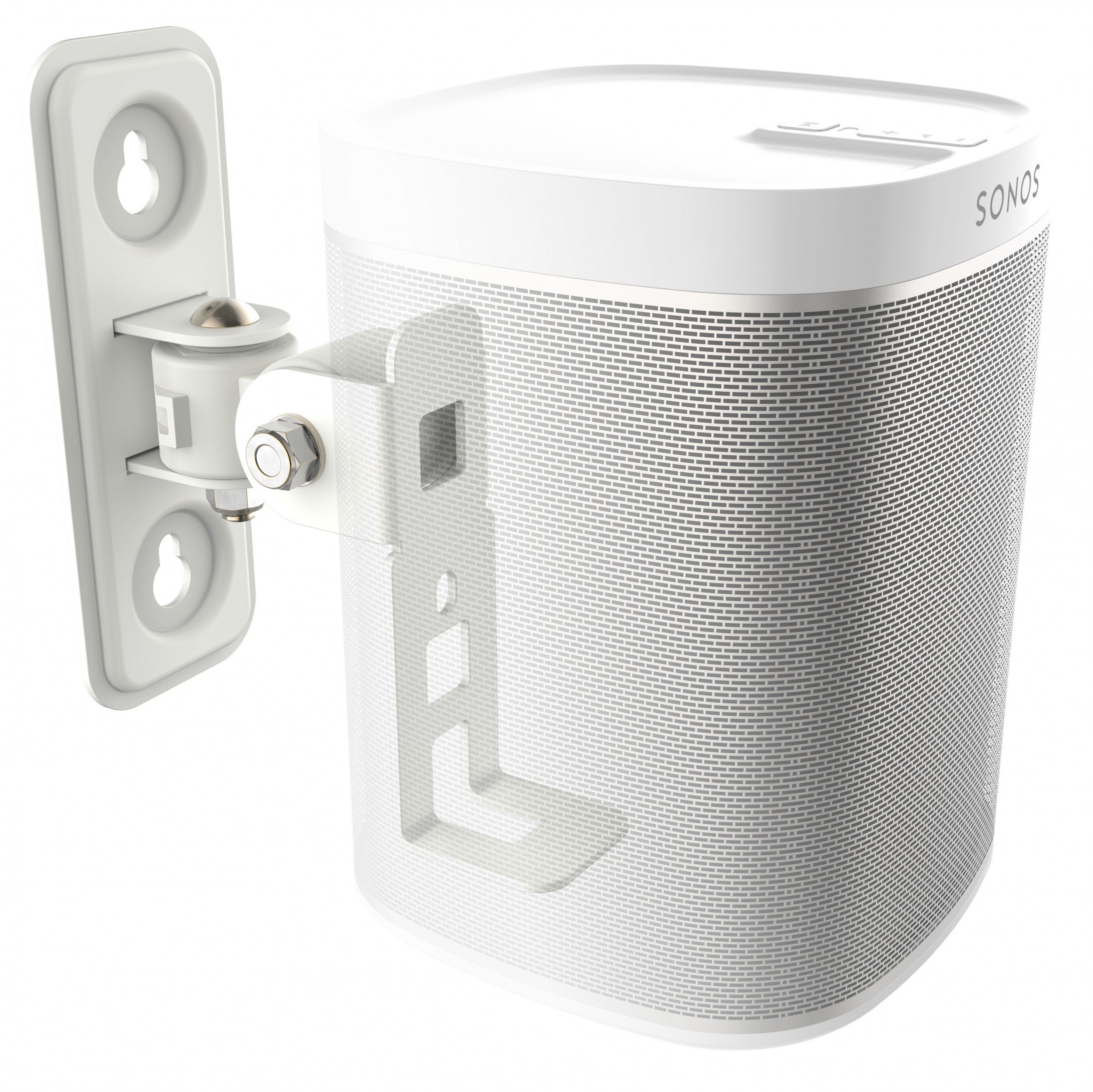 RICOO Lautsprecher-Wandhalterung Lautsprecherhalter für Sonos® PLAY:1 Lautsprecher LH431-W, (1 Stk. Box Speaker Halter weiss, 1-tlg., 1x Wandhalter für Lautsprecher Boxen schwenkbar neigbar, Wandhalter für SONOS Play:1 2 kg Belastbarkeit, Wandabstand 86,5 mm)