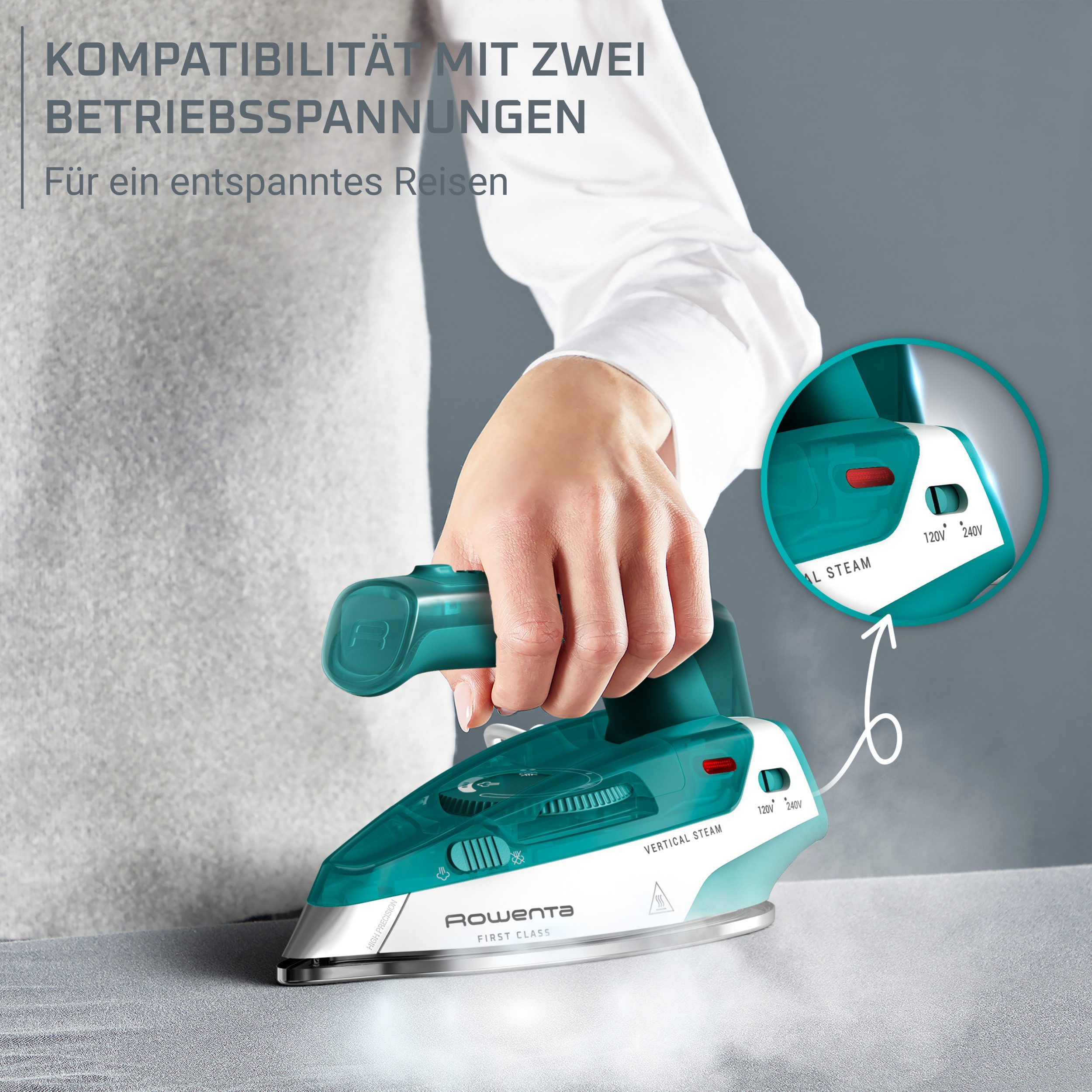 Rowenta Dampfbügeleisen First Class, 1000 W, klappbares Reiseformat, schnelles Aufheizen, Präzisionsbügelspitze