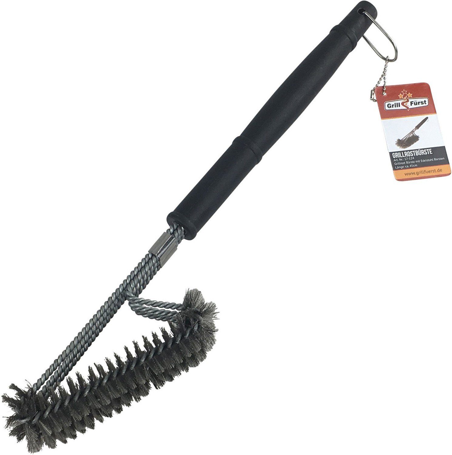 Grillfürst Grillbürste Grillfürst Grillbürste Edelstahl, mit langem 3-fach Bürstenkopf
