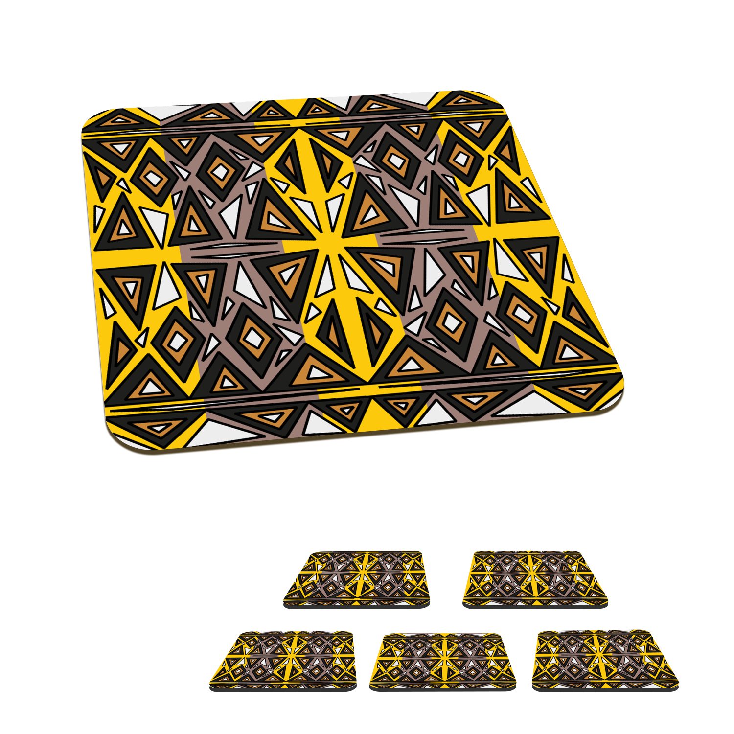 MuchoWow Glasuntersetzer Afrika - Geometrie - Muster, Zubehör für Gläser, 6-tlg., Glasuntersetzer, Tischuntersetzer, Korkuntersetzer, Untersetzer, Tasse