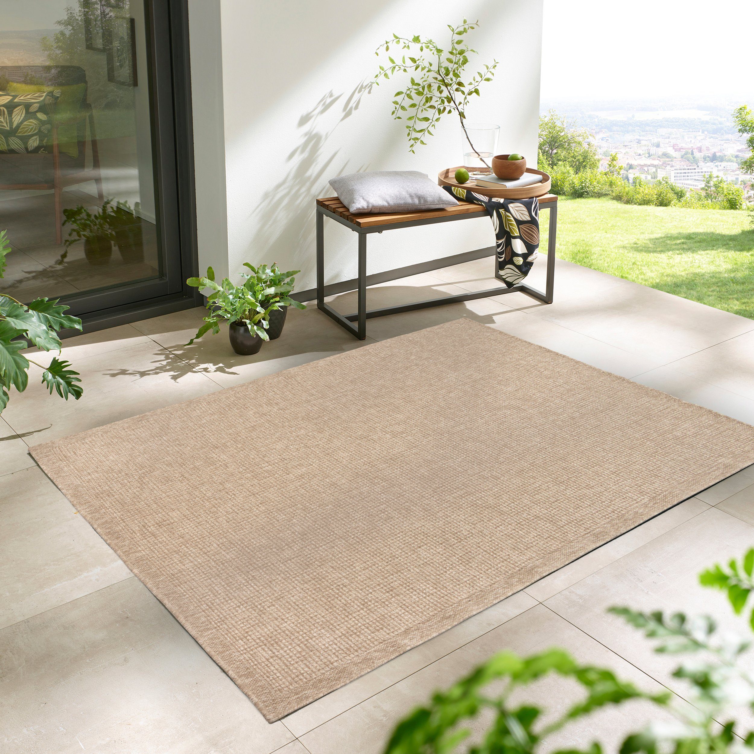 TaCa Home Teppich Outdoor & Indoor Teppich wetterfest Sisal-Jute-Optik, rec günstig online kaufen