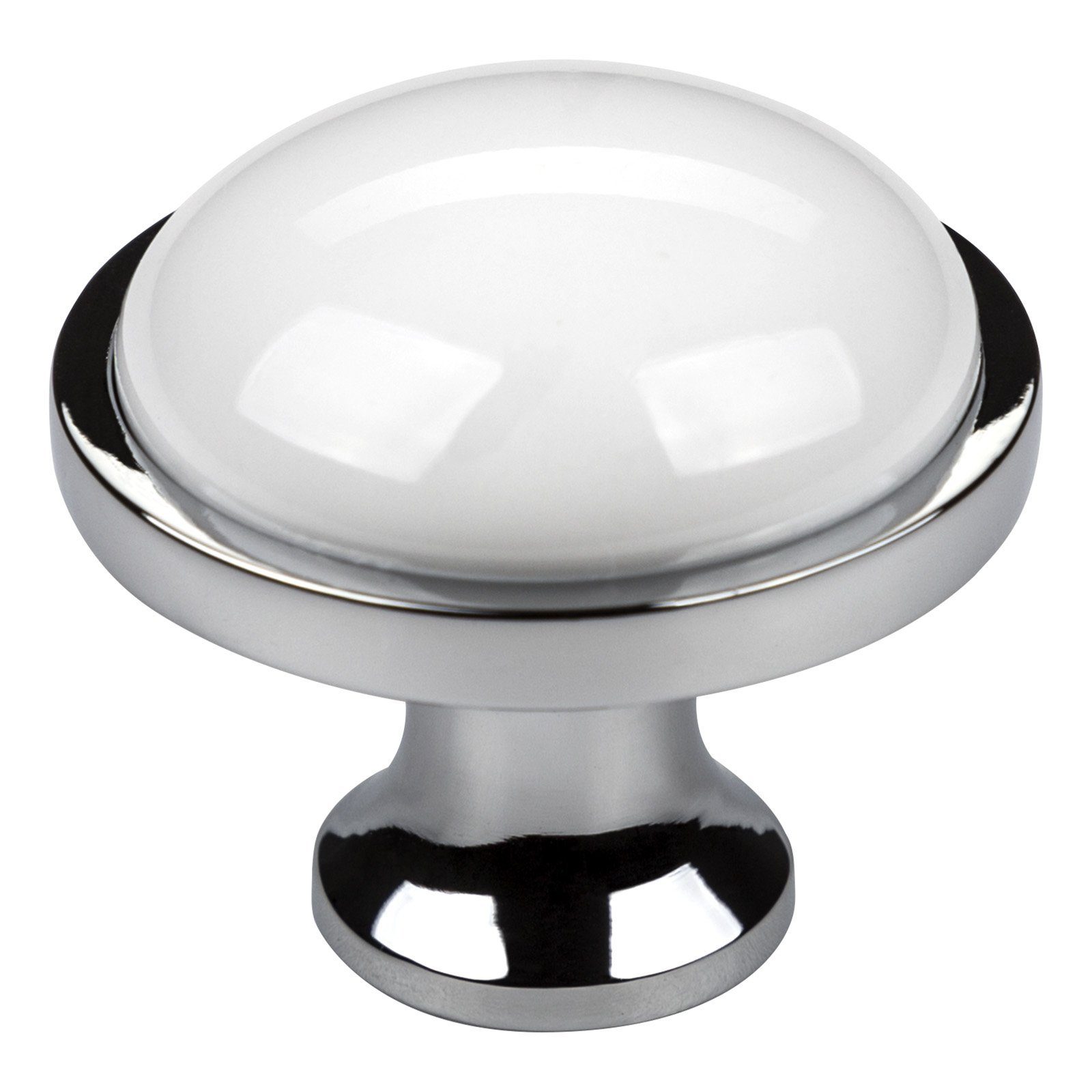 SO-TECH® Möbelknopf ANSGAR Ø: 34 mm aus Metall und Porzellan (1-St), Chrom poliert mit weißem Porzellaneinsatz | Möbelgriffe