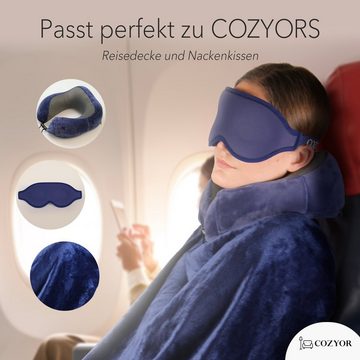 Cozyor Schlafmaske 100% Blackout-Effekt 3D Augenmaske mit ergonomischem Design, Reiseset klein & kompakt hellgrau Moonlight, 2-tlg., Schlafmaske mit wiederverwendbaren Ohrstöpseln, extra Polsterung und variable Passform