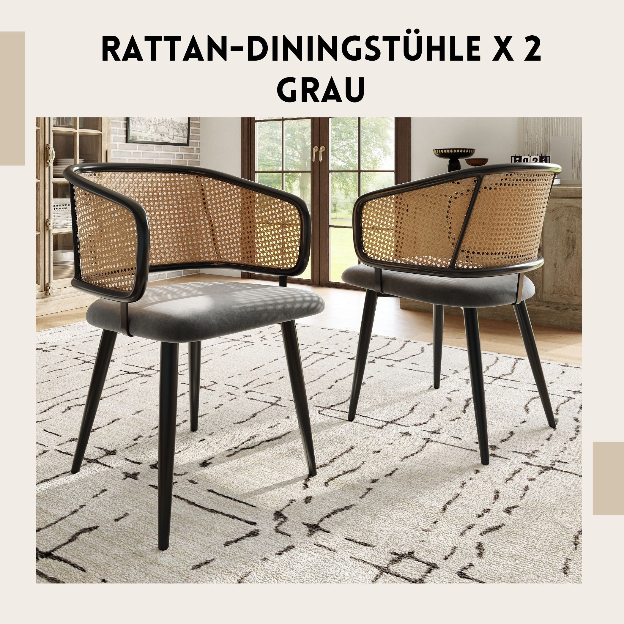 SeedWave Esszimmerstuhl Ergonomische Rattan-Diningstühle mit Armlehnen, günstig online kaufen