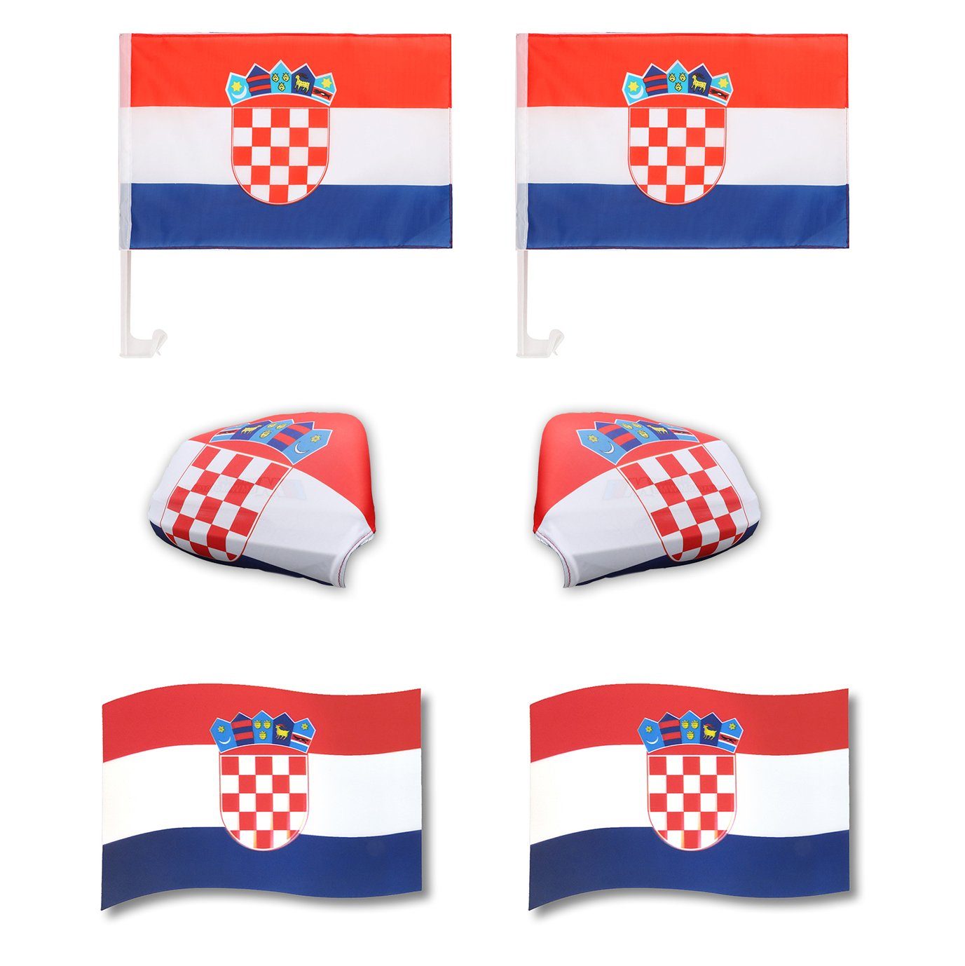 Sonia Originelli Fahne Fanpaket "Kroatien" Croatia Fußball 3D Magnet Außenspiegel Flaggen, Magnete: 3D-Effekt