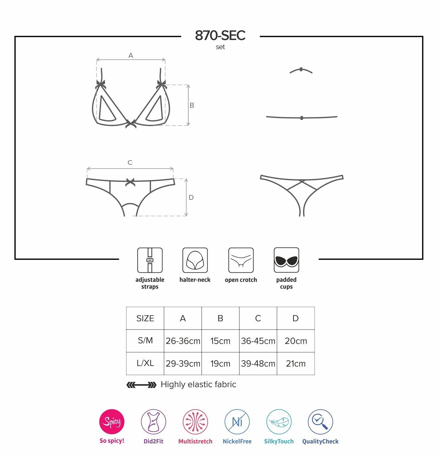 Obsessive Set: Bügelloser BH Dessous-Set: BH und String ouvert - rot (2-tlg) mit offenen Cups und Schritt