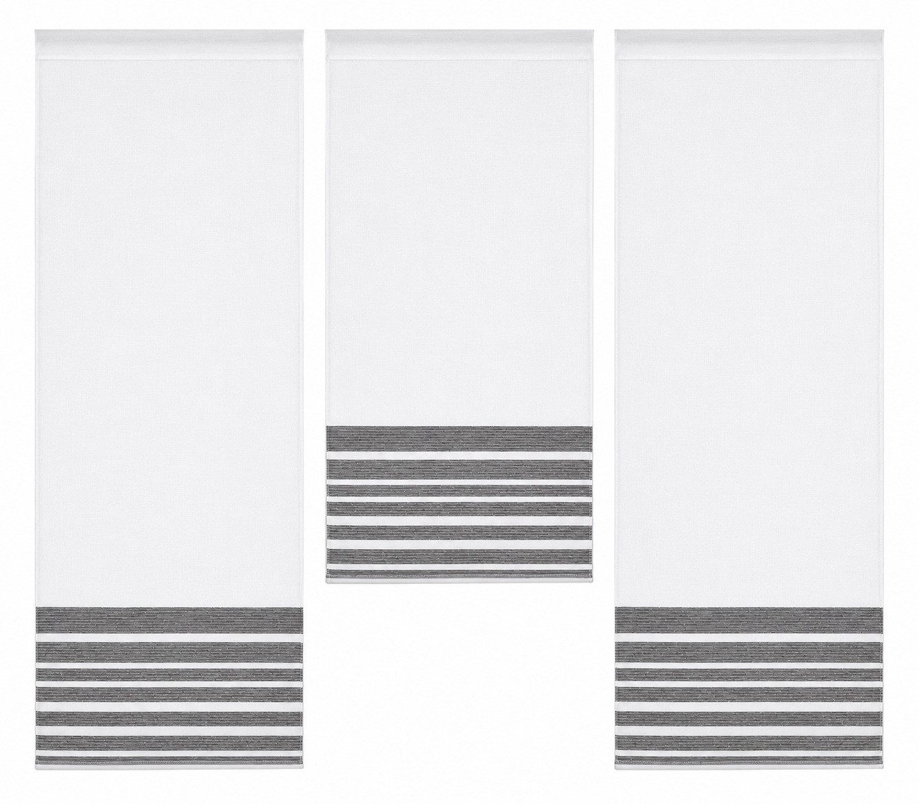 EXPERIENCE Scheibengardine Design Mini Flächenvorhang Set anthrazit 4027-02, (3 St), Stangendurchzug, halbtransparent