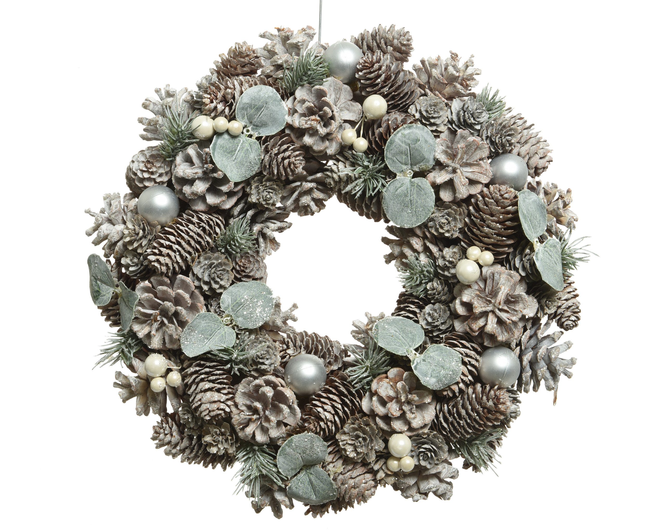 Kaemingk Dekokranz, Weihnachtskranz 34cm Zapfen 1 Stück Braun Grün