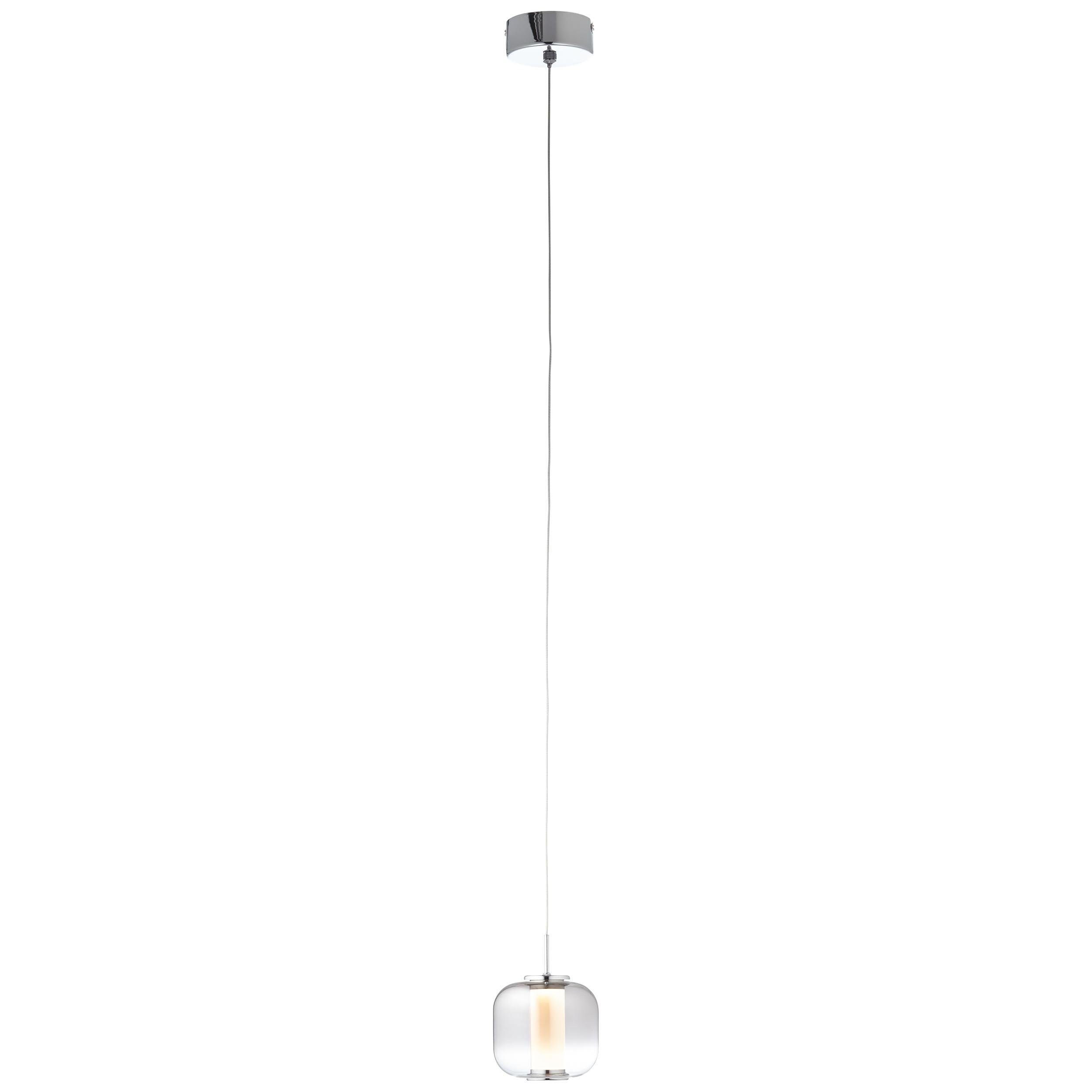 Brilliant Pendelleuchte Rafa, LED wechselbar, Warmweiß, LED Hängelampe 1flg chrom/rauchglas