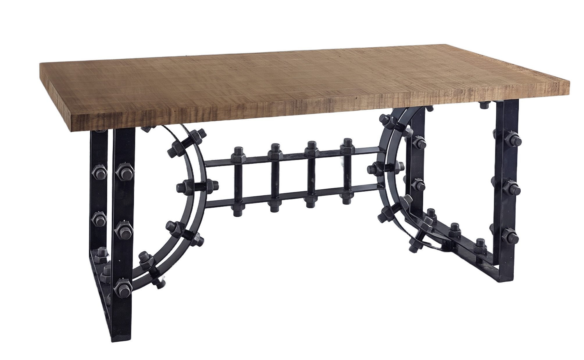 WOLF MÖBEL Esstisch IRON Esstisch"Schraube"180x90 Holzplatte (180 x 90 x 76), IRON Esstisch"Schraube"180x90 Holzplatte