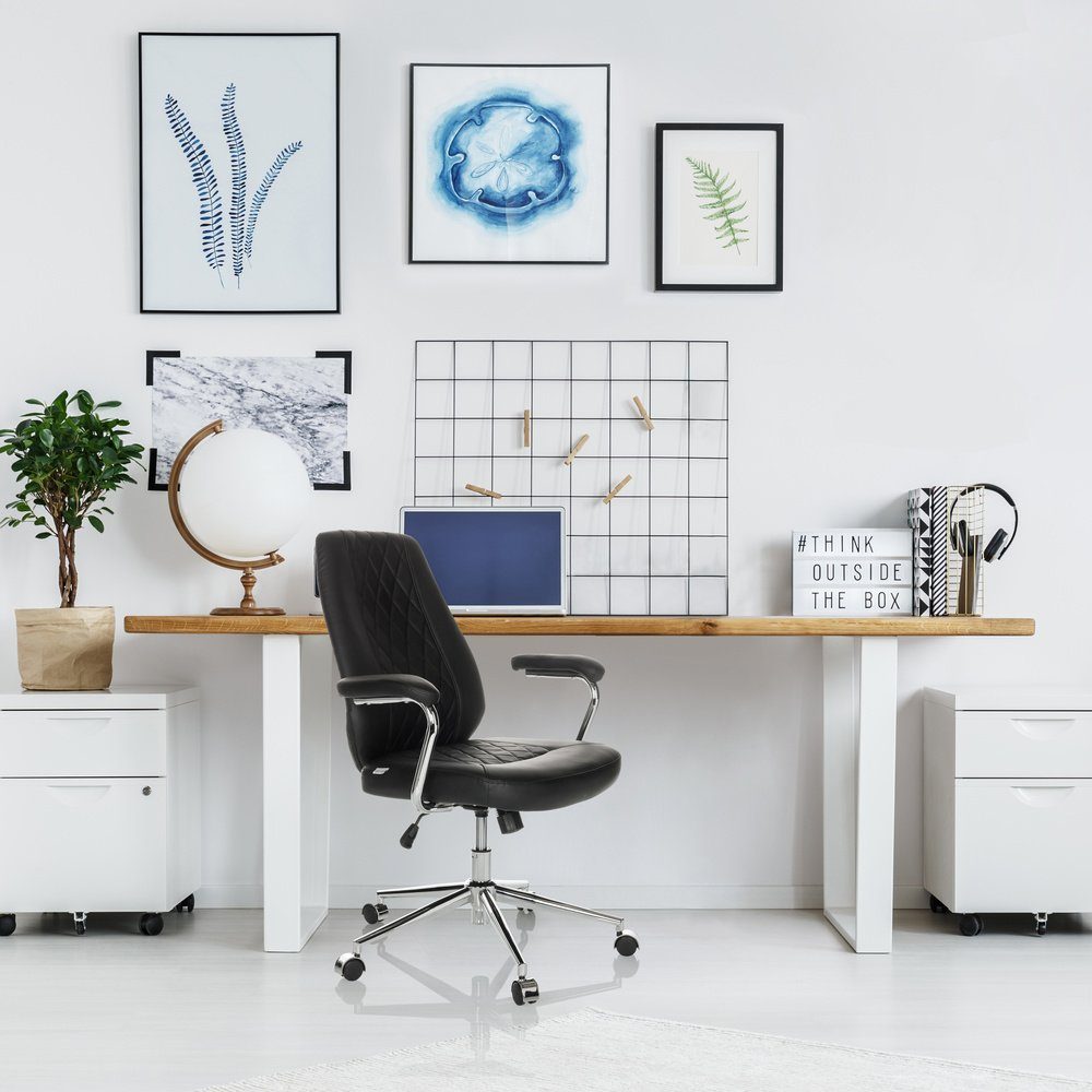 ergonomisch hjh Chefsessel OFFICE Bürostuhl I Schwarz THEO Home Office Chefsessel Drehstuhl Kunstleder,