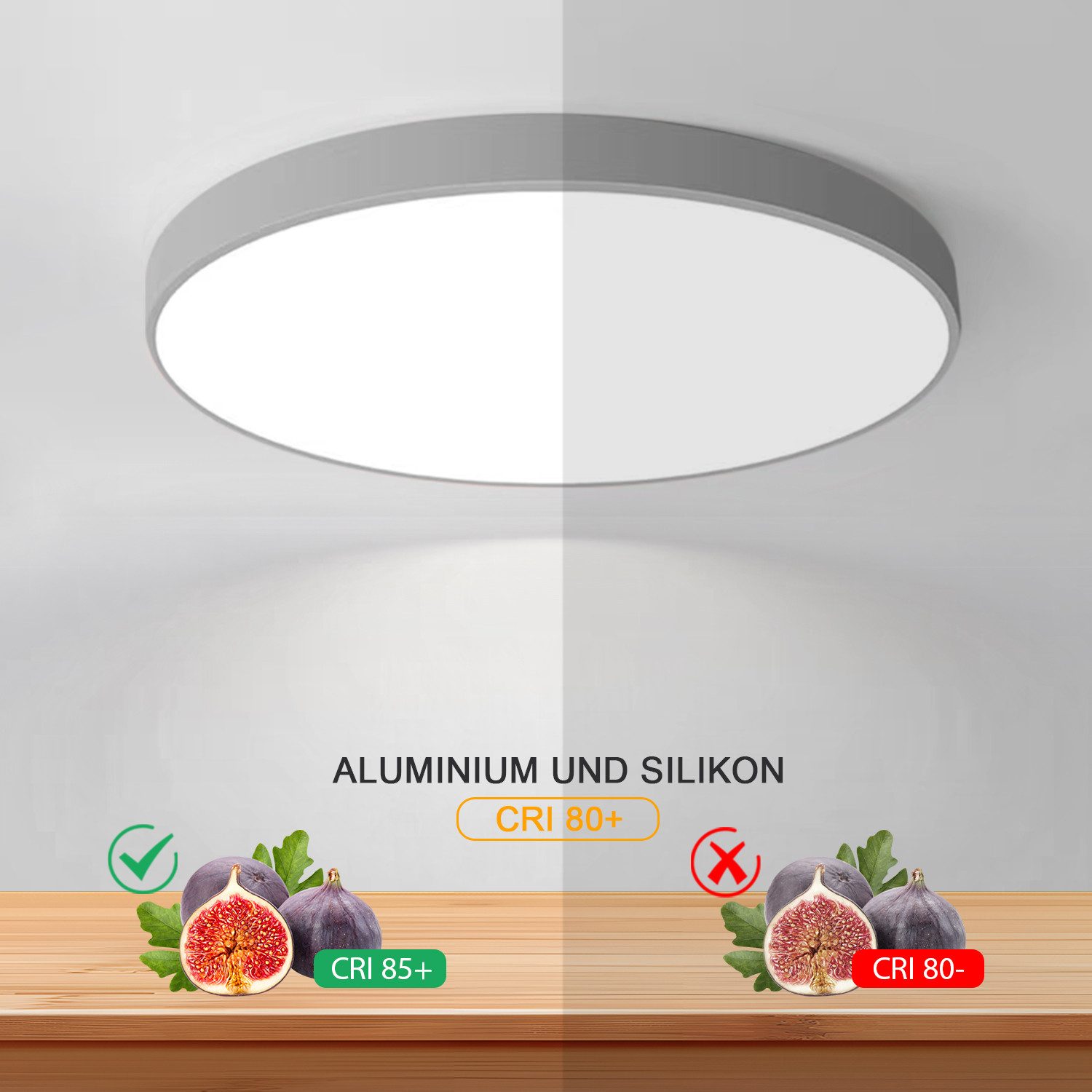 JDONG LED Deckenleuchte 36W Rund Flach Rosa/Grau/Blau Deckenlampe Durchmess günstig online kaufen