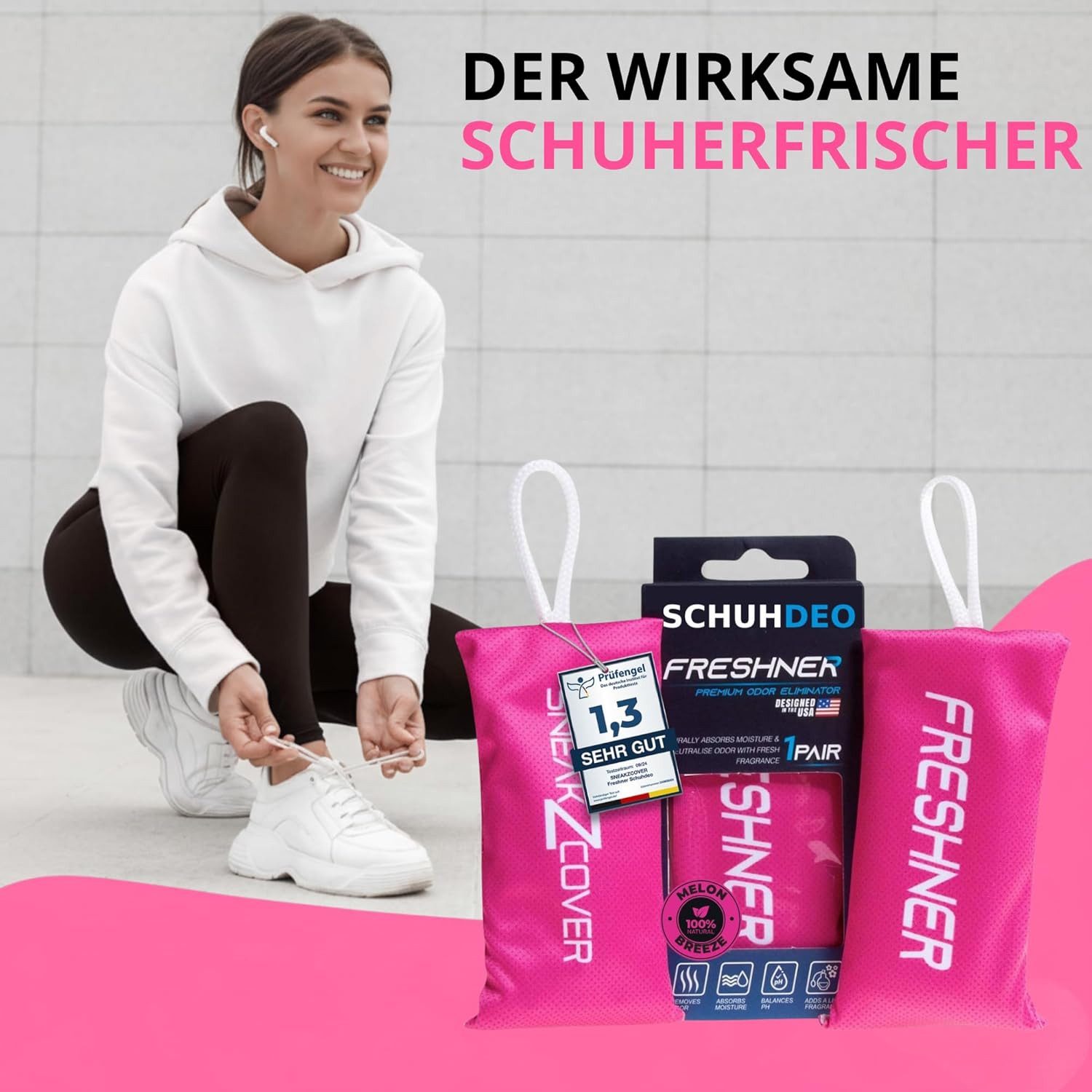 SneakZcover Schuhdeo gegen Geruch und Schweiß Antibakteriell, Effektiver Schuh Deo für Sportschuhe, Sneaker und Schuhschrank
