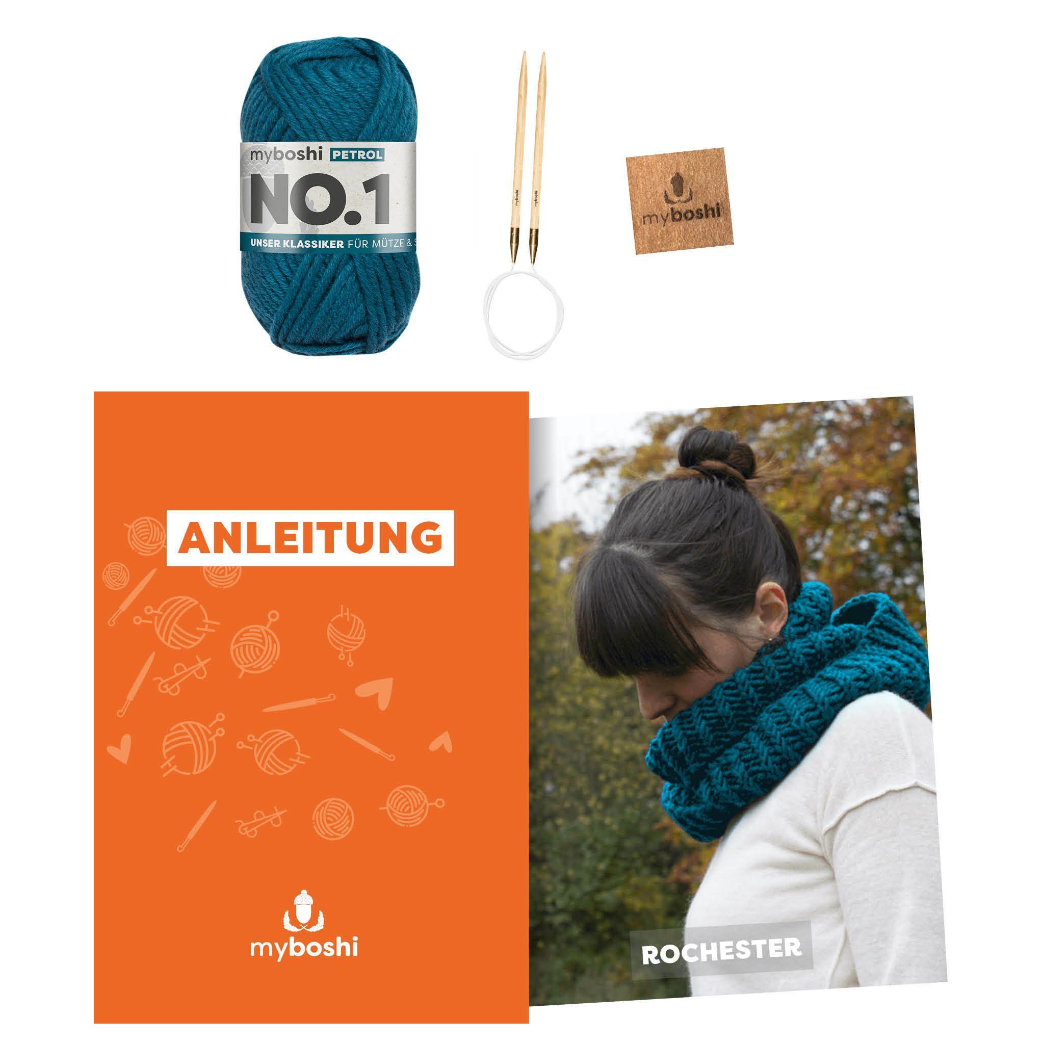 myboshi Kreativset Strickset Schal Rochester No.1 Wolle Häkelnadel, (1-tlg)