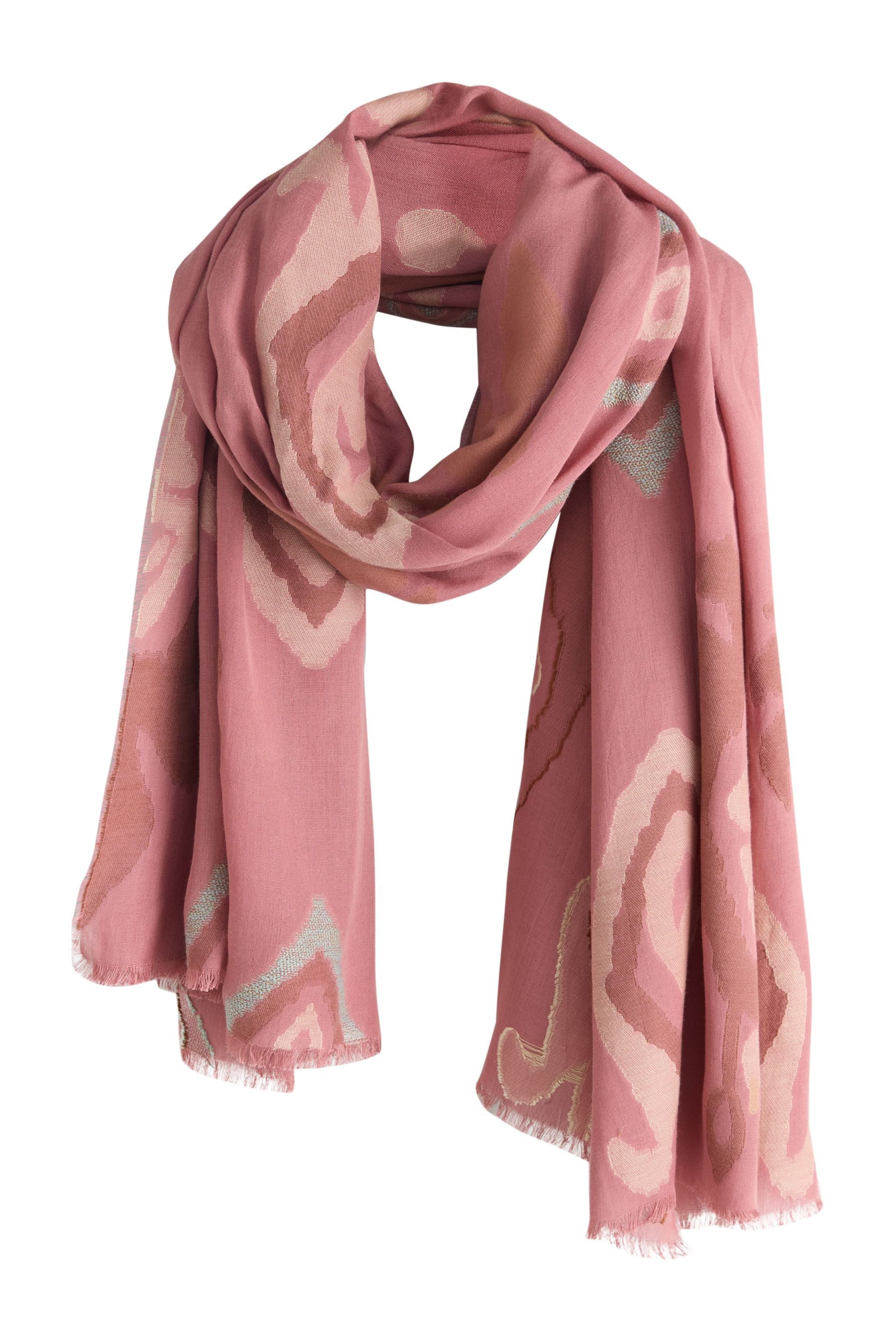 Next Schal Leichter Schal aus Jacquard im Blattmuster, (1-St)