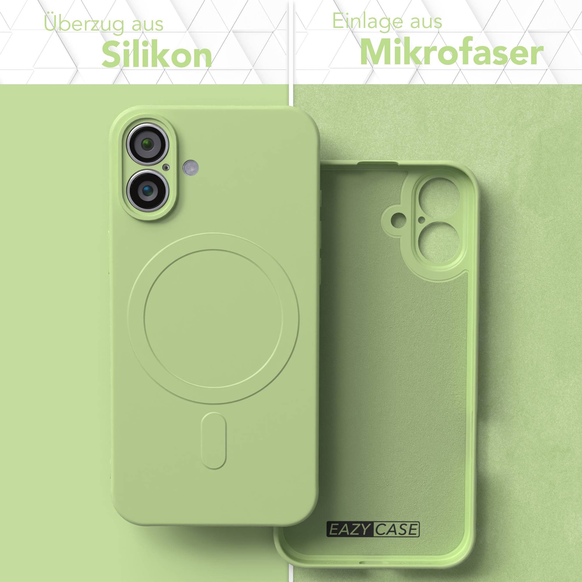 EAZY CASE Handyhülle für Apple iPhone 16 Plus Hülle Silikon 6,7 Zoll, Schutzhülle MagSafe kompatibel Anti-Slip Oberfläche kratzfest Grün