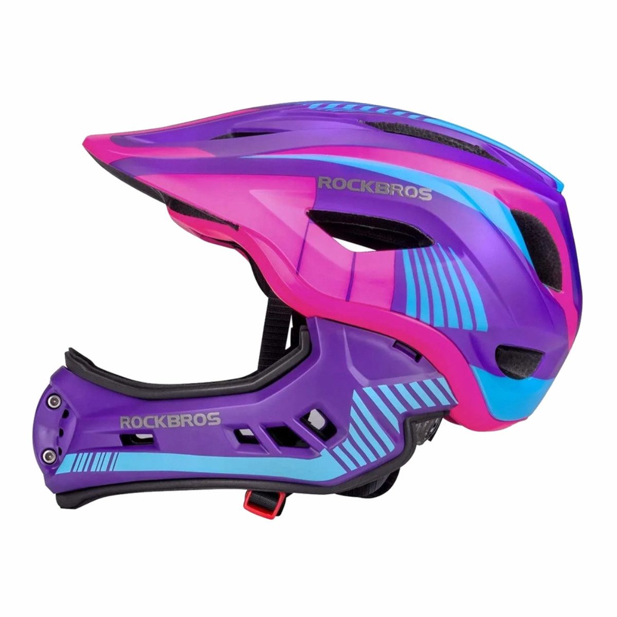 ROCKBROS Kinderfahrradhelm TT-32 (Fahrradhelm Set, Kinderhelm Set mit Kinnschutz), Kinderhelm mit abnehmbarem Fullface Kinnschutz
