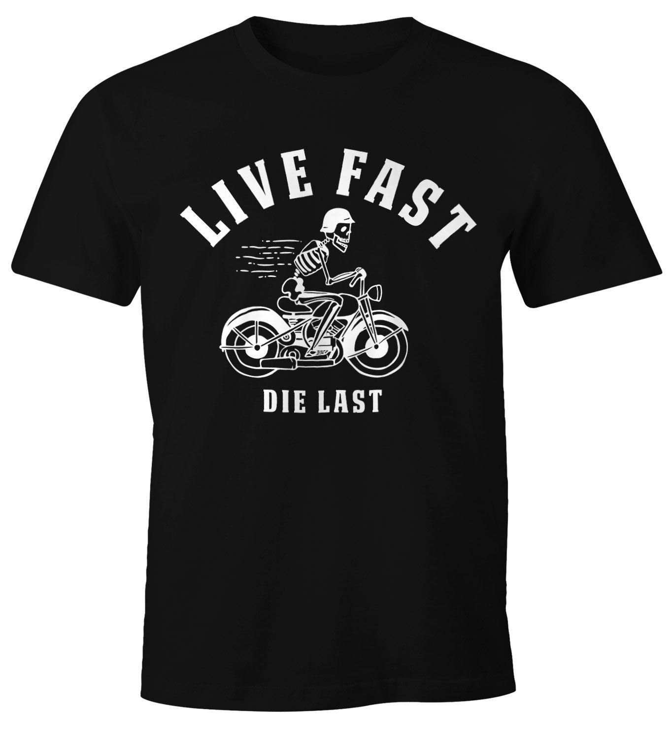 MoonWorks Print-Shirt Live Fast Die last Herren Spruch Fun T-Shirt Fun-Shirt Moonworks® mit Print schwarz