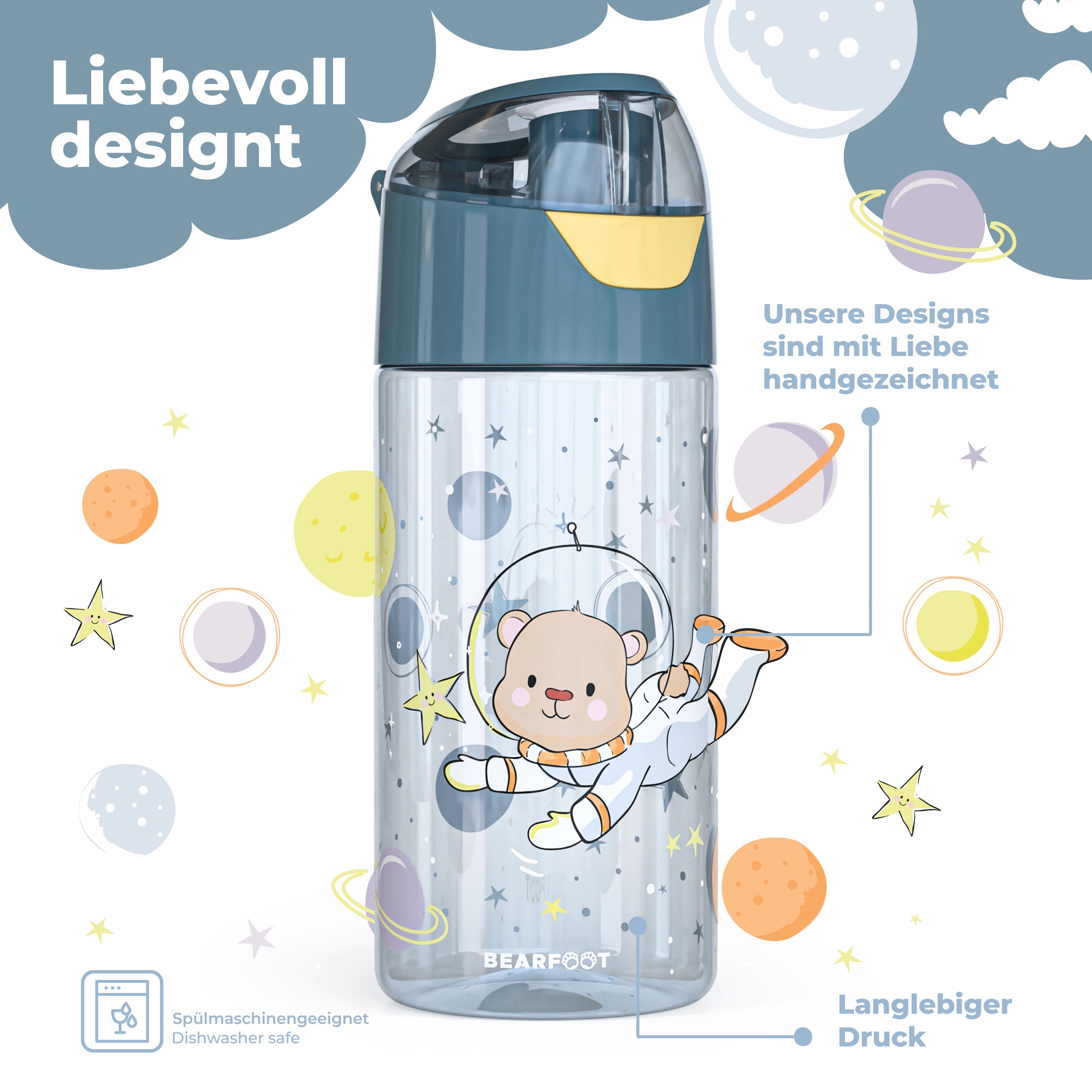 Wasserflasche AstroBär-blau Trinkflasche leichte Bär Astronaut Trinkflasche BEARFOOT Kinder -