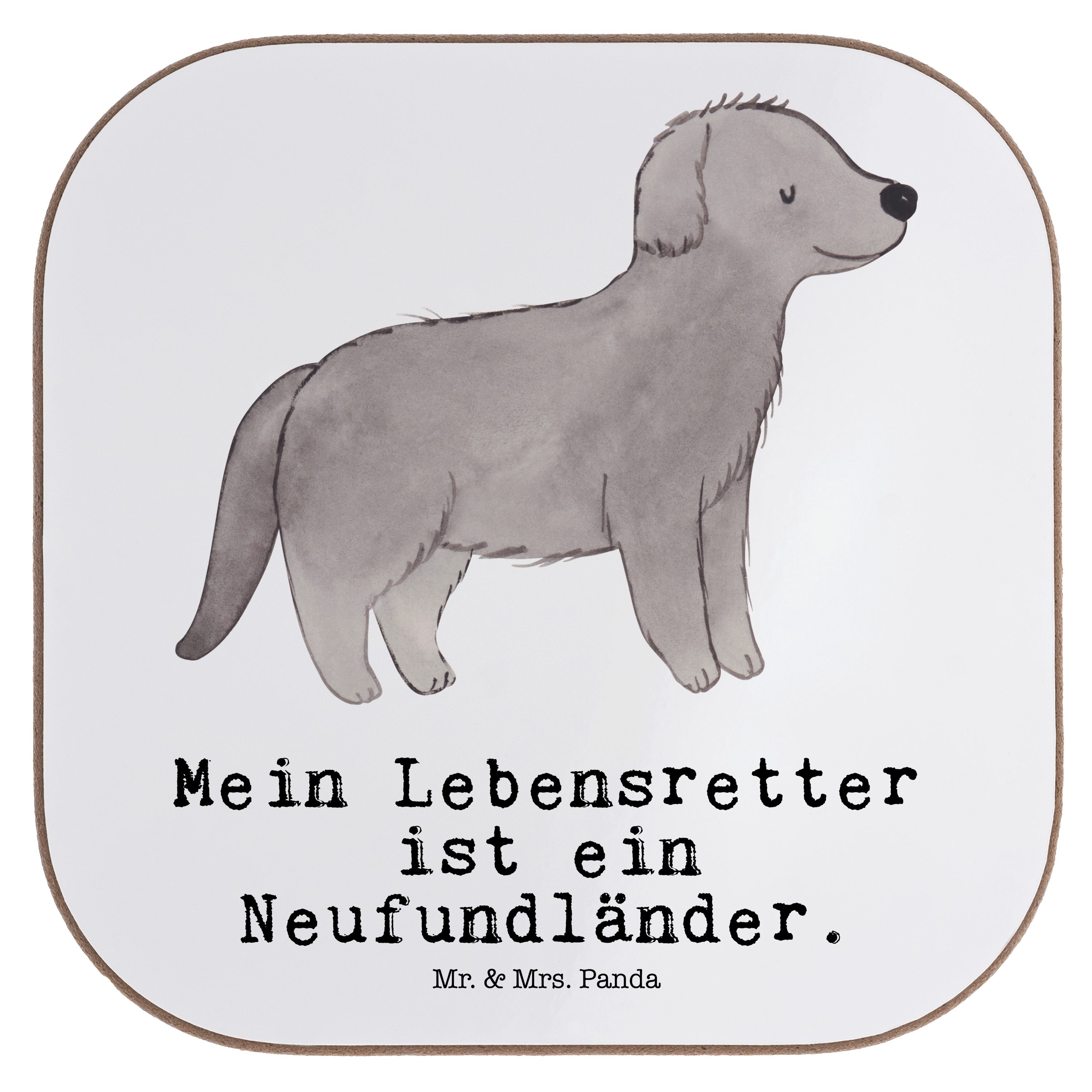 Mrs. Mr. Gläser, - Neufundländer Bie, Getränkeuntersetzer Untersetzer Geschenk, Panda 1-tlg. Lebensretter Weiß & -