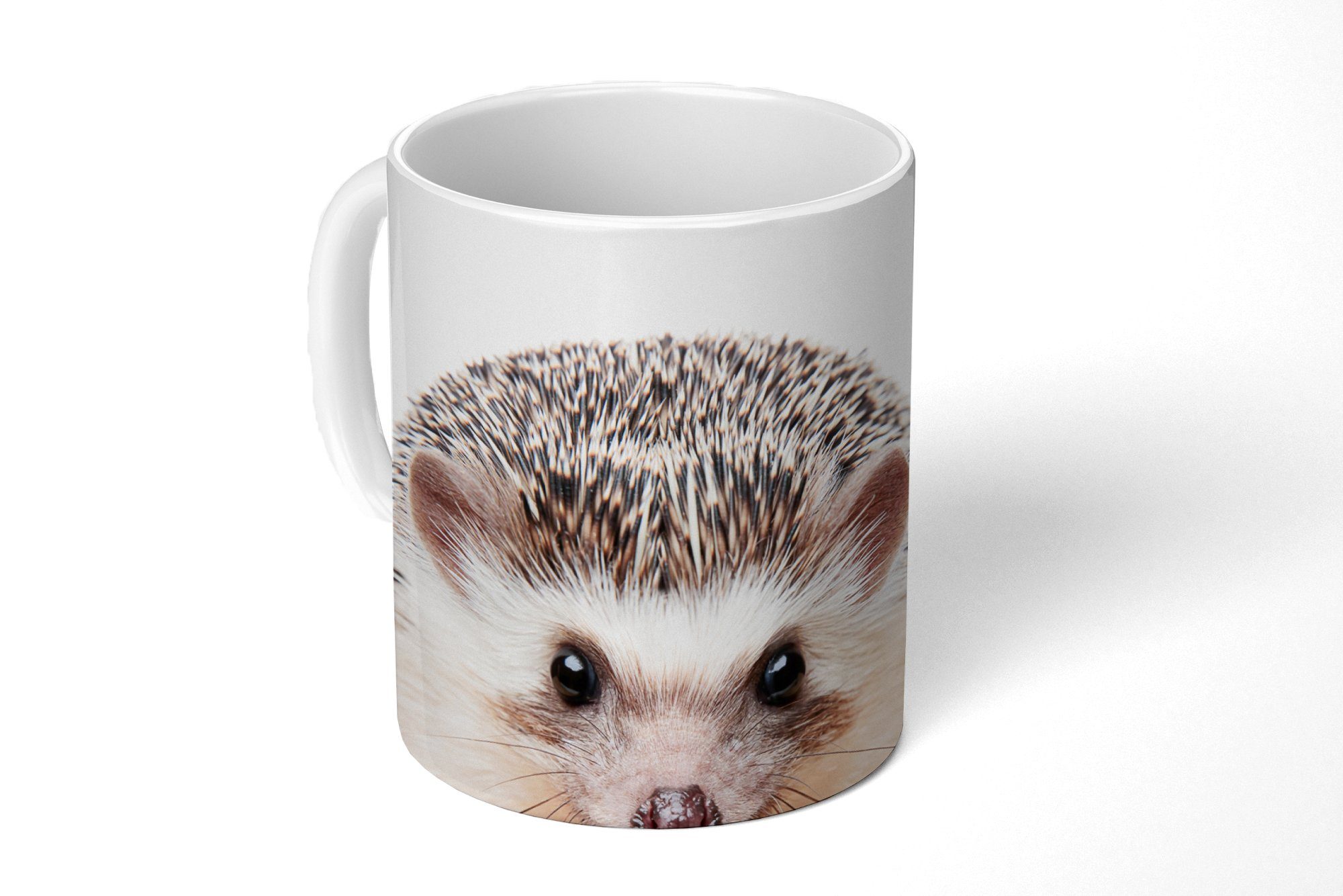 MuchoWow Tasse Igel - Tiere - Natur - Weiß, 1-tlg., Keramik, Kaffeetassen, Teetasse, Becher, Kaffeebecher, Geschenk