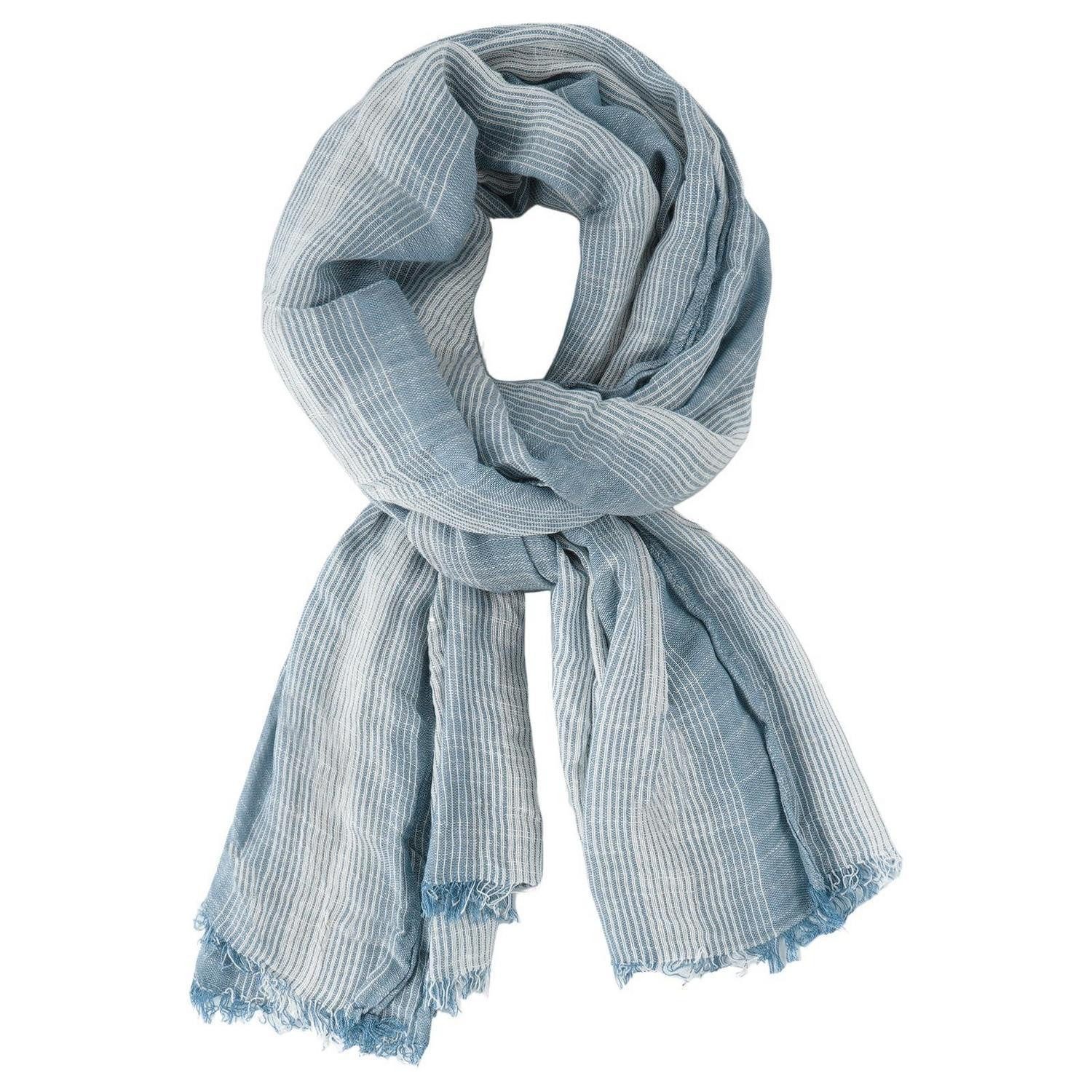 LuxusKollektion Halstuch Herren Schal gestreift denimblau, (1-St)