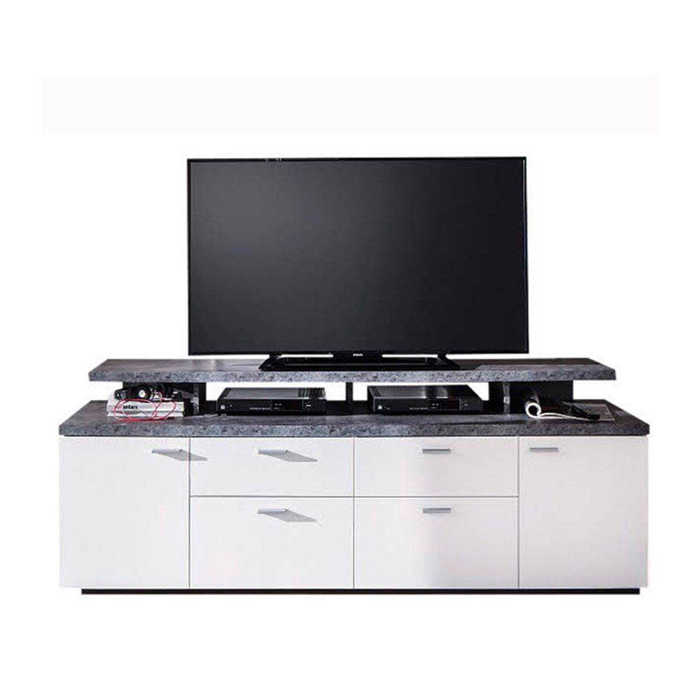 trendteam TV-Schrank MoodMedia TV-Sideboard Mediaschrank HIFI Fernsehtisch Lowboard Weiß 180x66x47cm