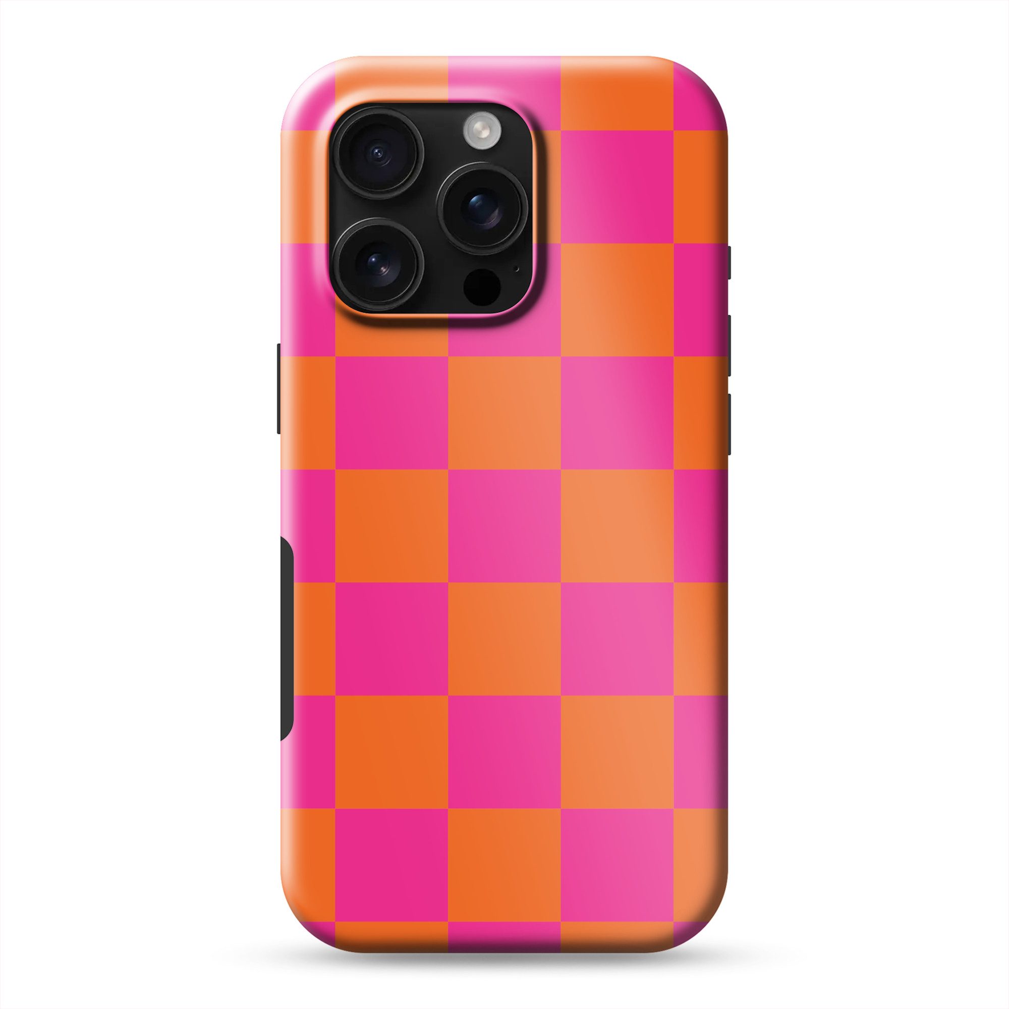 OnlyWow Handyhülle Magsafe für Apple iPhone 16 Pro Schachbrettmuster - Orange - Rosa - Bl, Handy Case, Hardcase, Stoßfest, Bumper Case