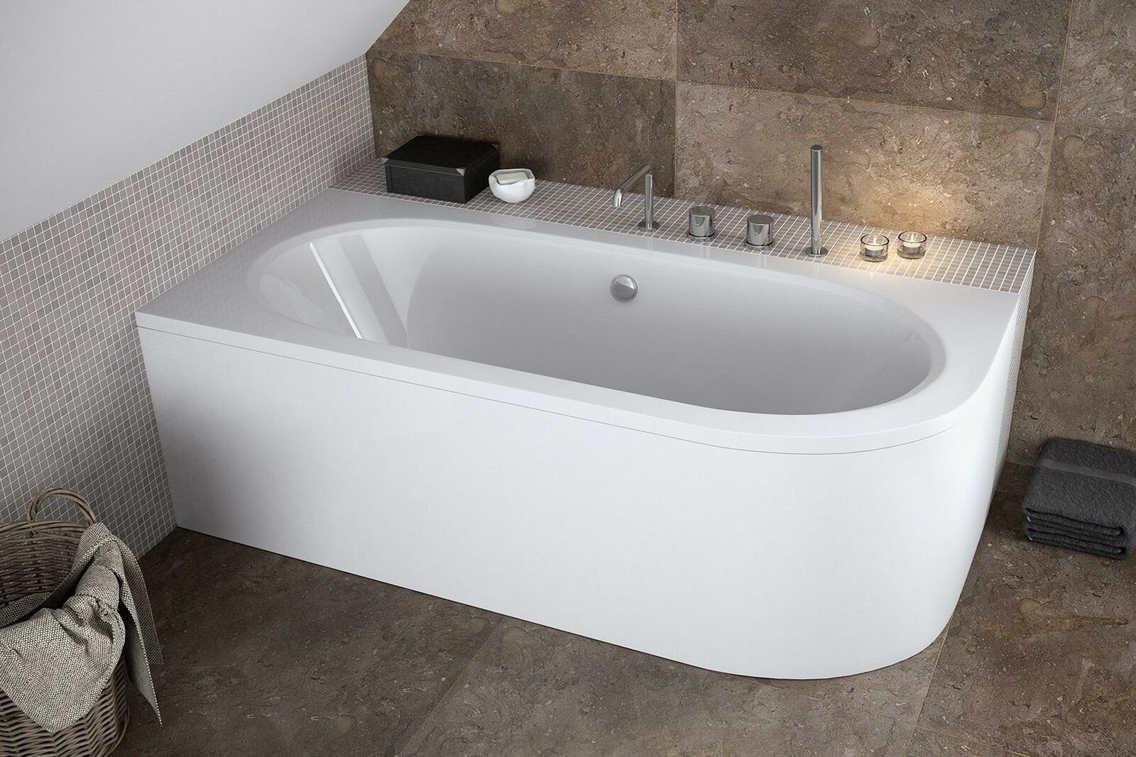JVmoebel Badewanne Eckwanne in Weiß mit abgerundeten Formen Sofort, Made in Europa