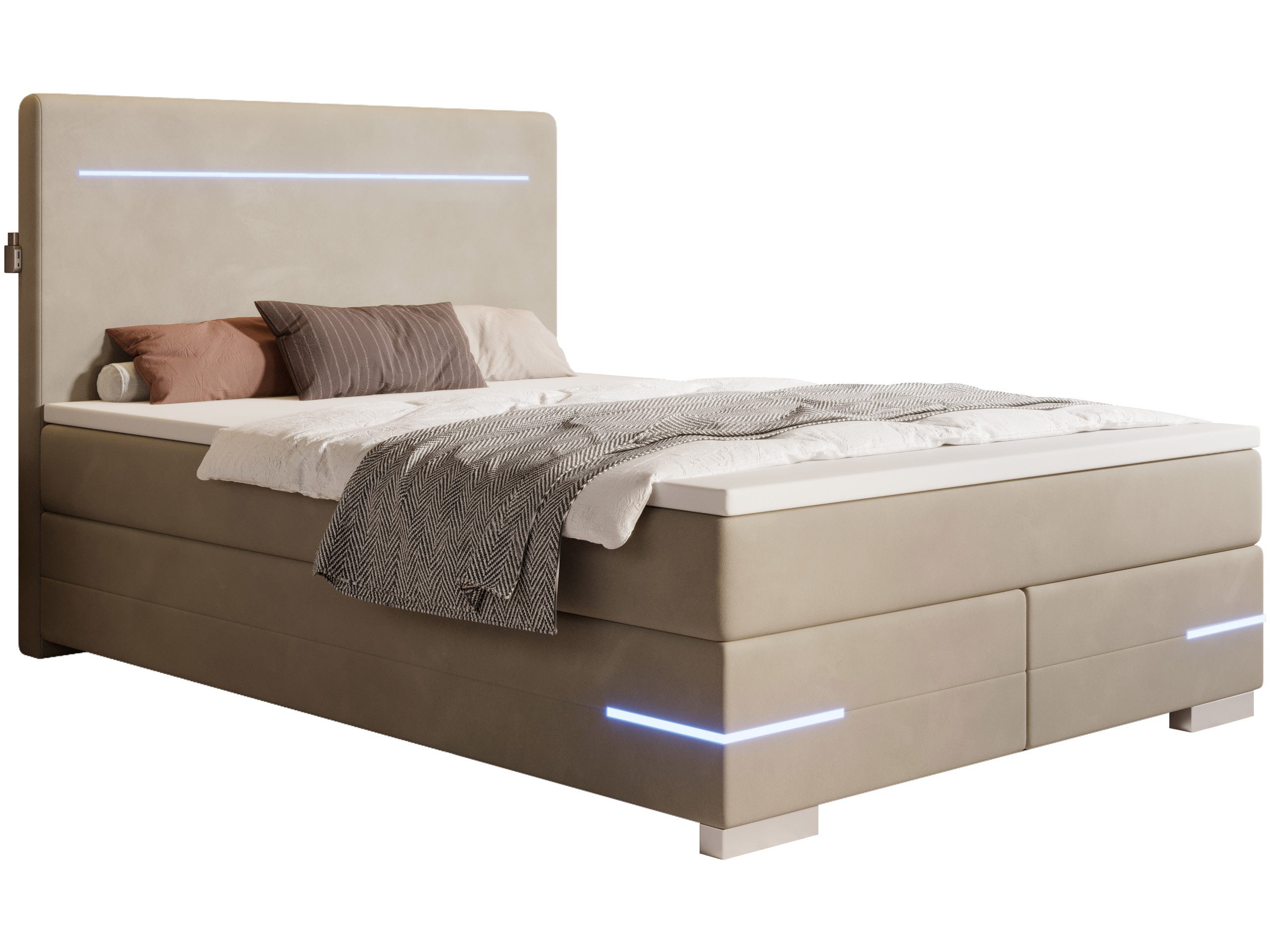 wonello Boxspringbett Portland, Samt Bett mit günstig online kaufen