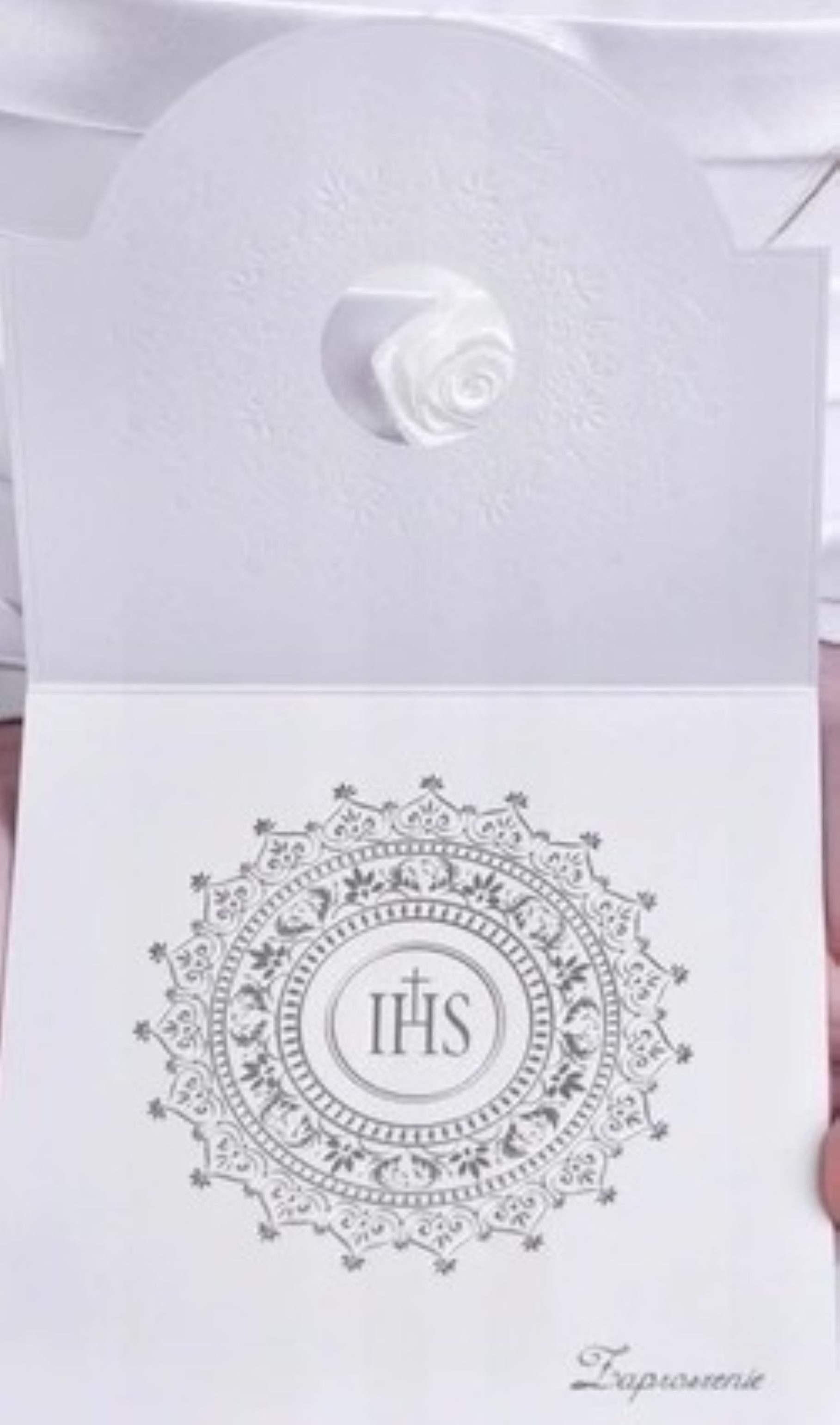 Festivalartikel Einladungskarten Elegante Kommunionseinladung Perlmutt – 1 Karte + Umschlag