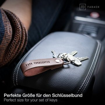 FABACH Schlüsselanhänger Leder Anhänger wechselbarer Schlüsselring - Gravur "Fahr vorsichtig"