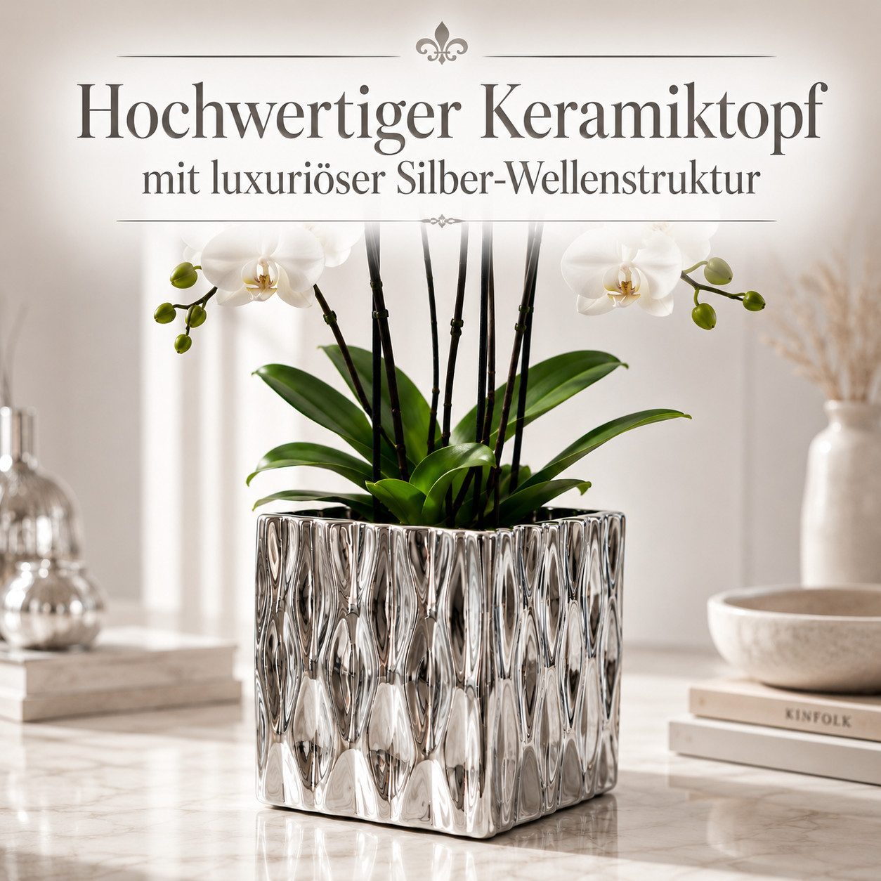 Kunstorchidee PASCH® Orchidee künstlich wie echt in Hochglanz-Keramiktopf Orchidee, PASCH, Hochglanz Keramiktopf – Bild 4 von 5