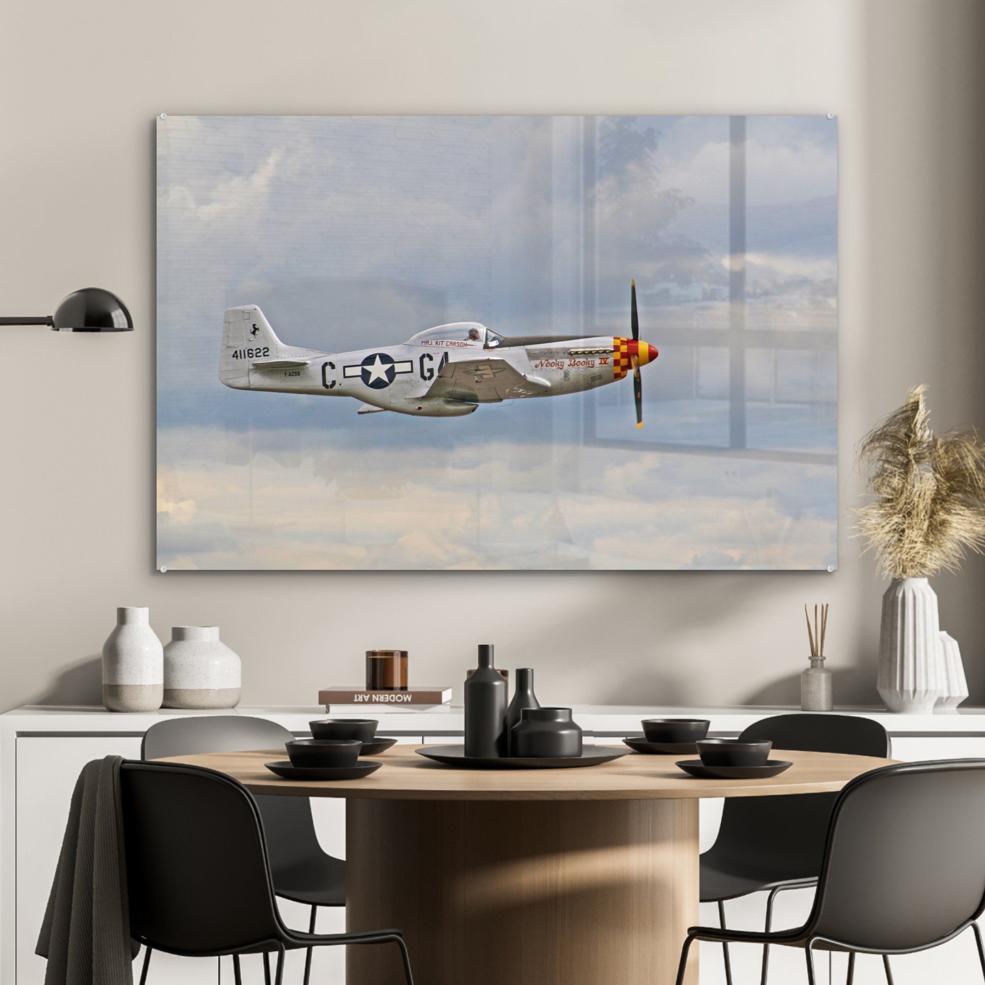 Wohnzimmer (1 Fliegen MuchoWow & Wolken, St), Acrylglasbilder - - Acrylglasbild Flugzeuge Schlafzimmer