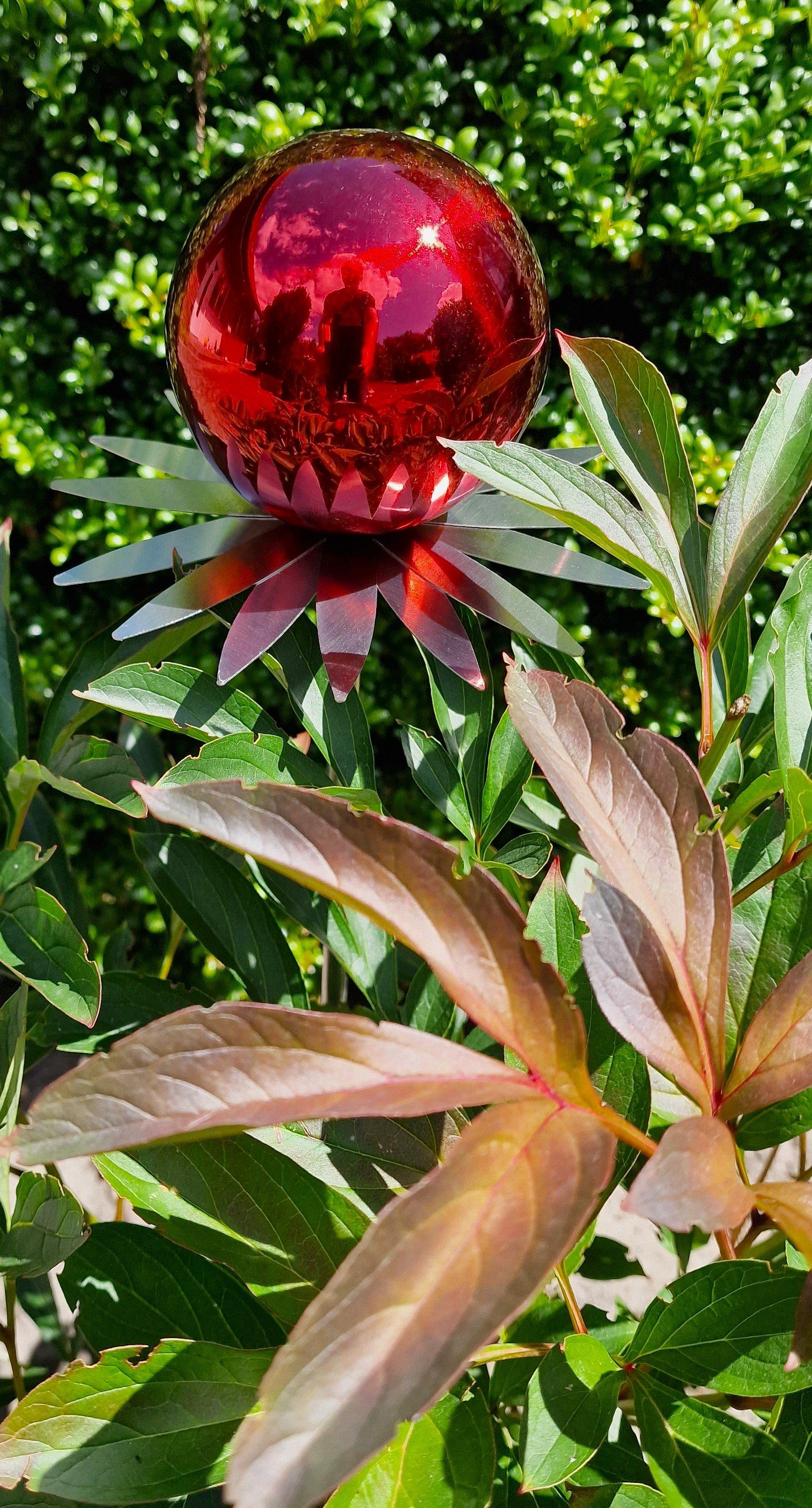 10 Stab Bocker Rosenkugel Garten Gartenstecker Blütenzauber poliert rot cm 80 cm Jürgen mit Garten-Ambiente Edelstahl Milano
